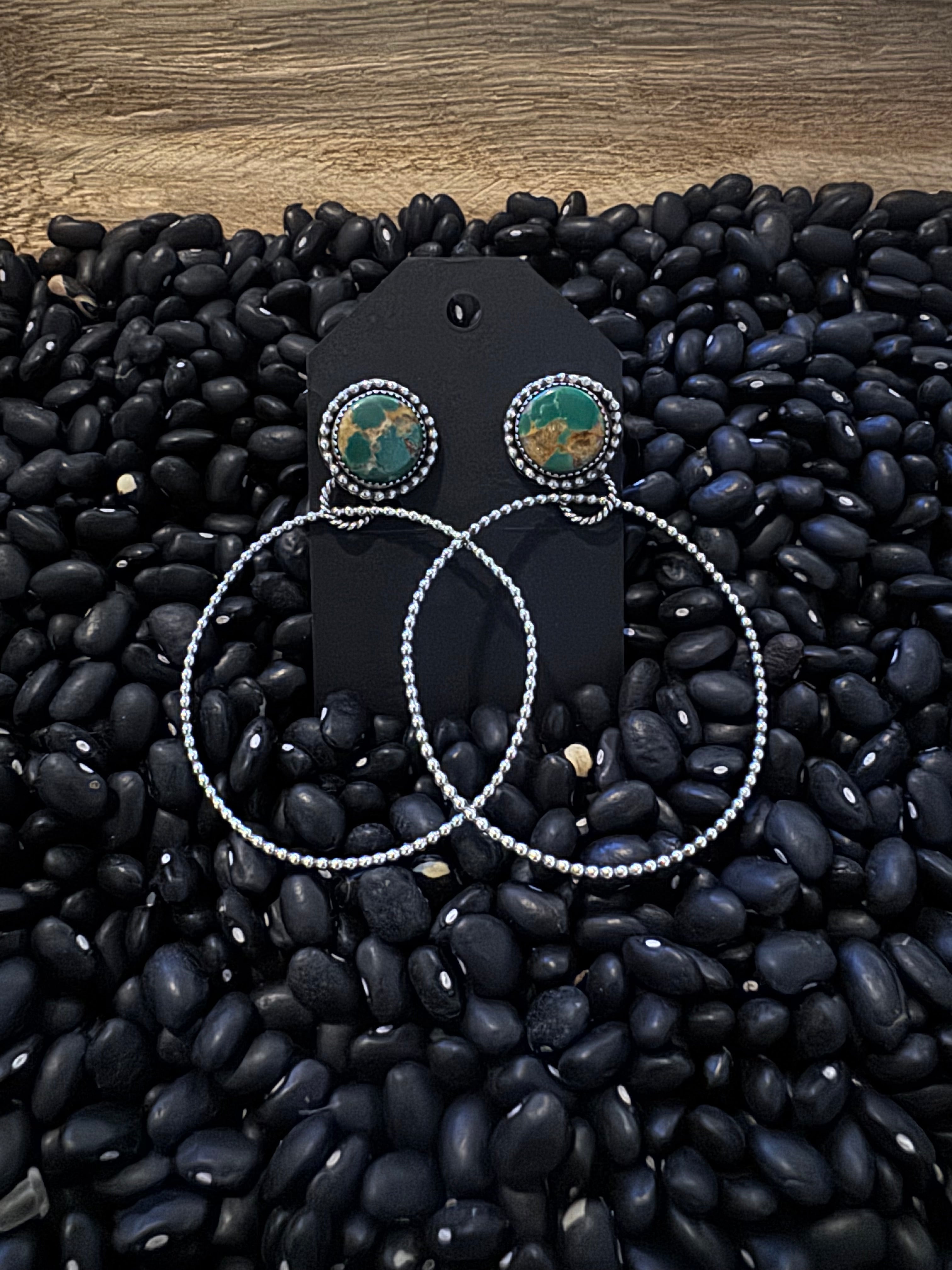 Mountain turquoise hoops