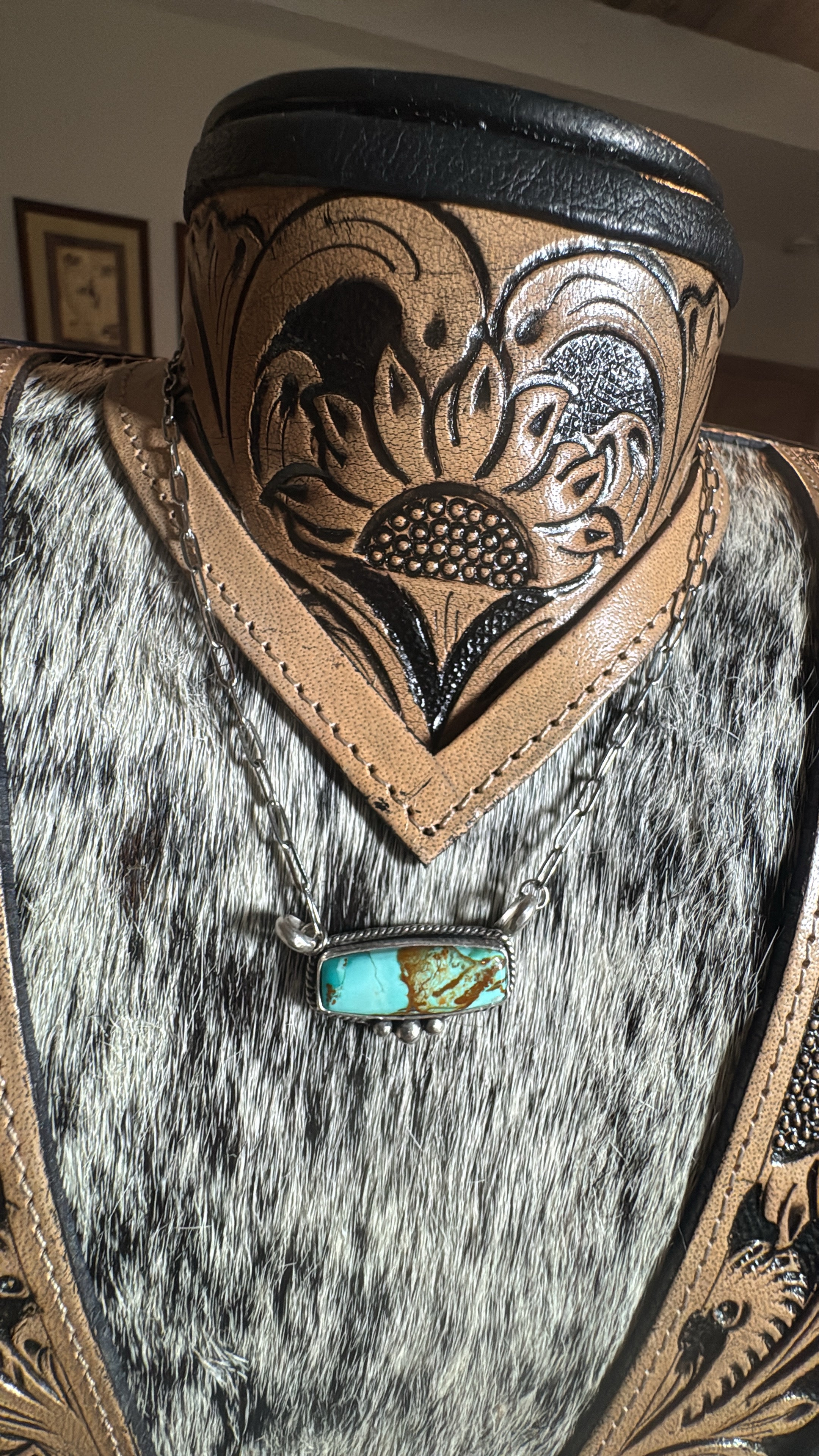 Pilot mountain turquoise bar necklace