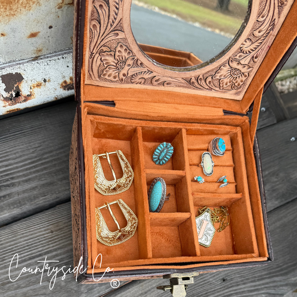 Tooled Leather Jewelry Box