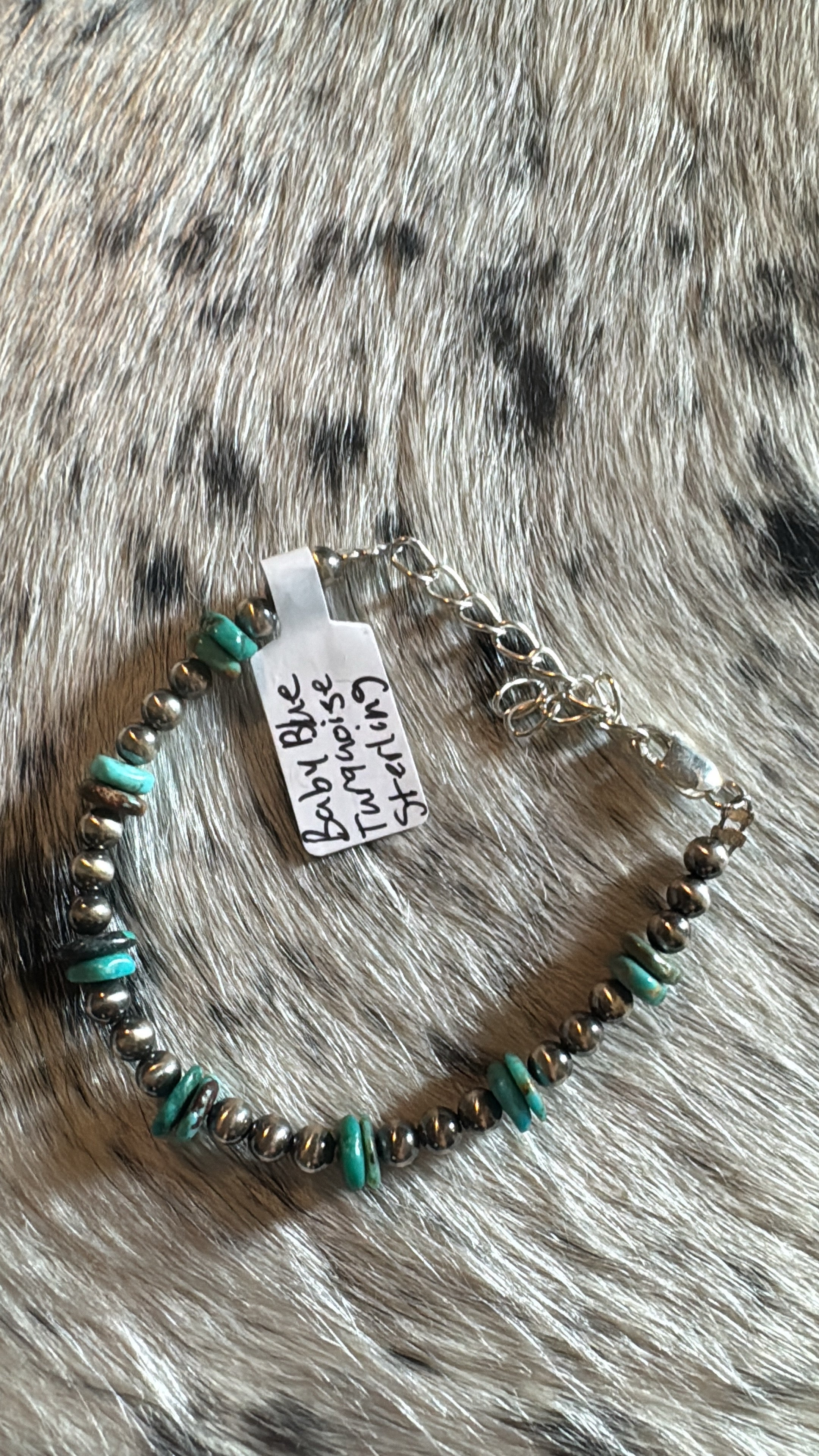 Baby blue 4MM Sterling, silver pearls