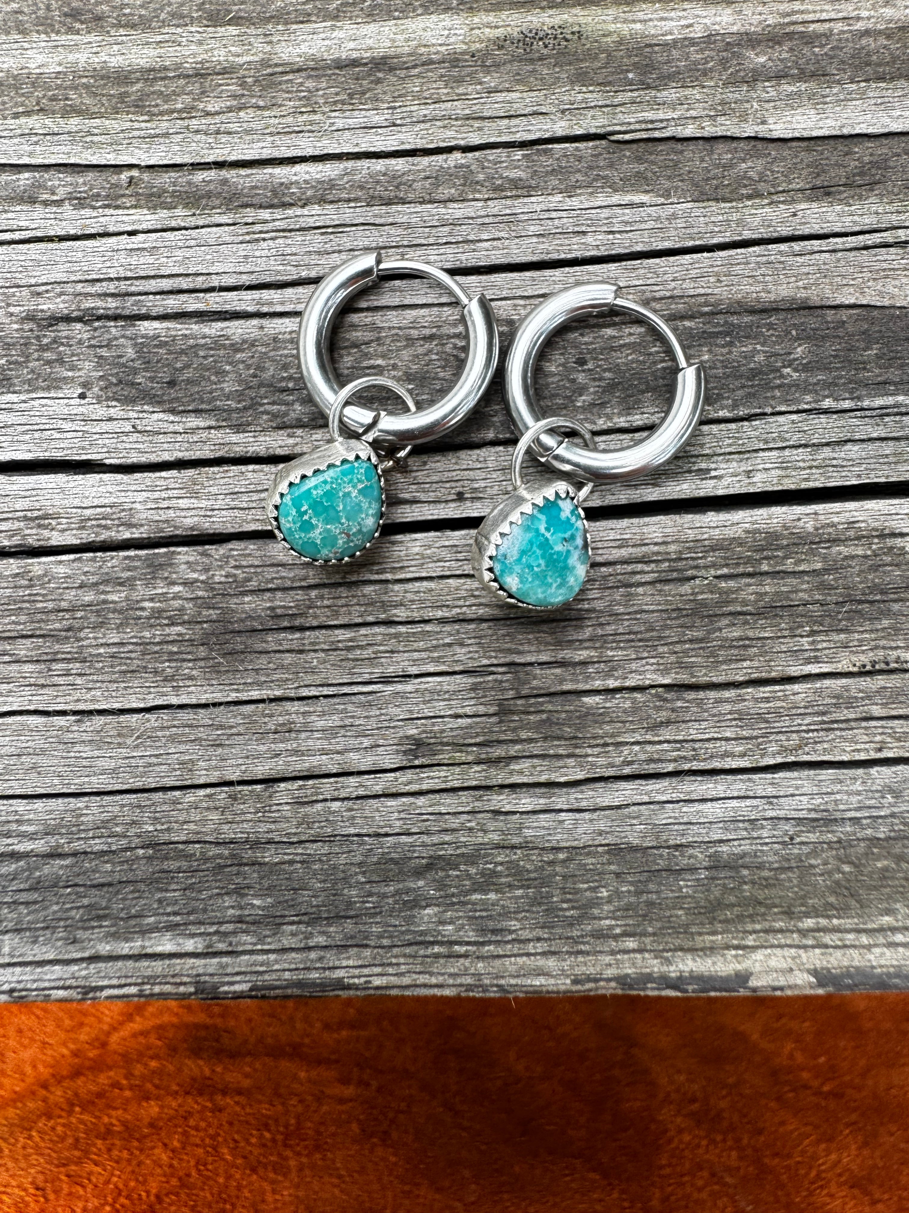 Whitewater turquoise Huggies earrings
