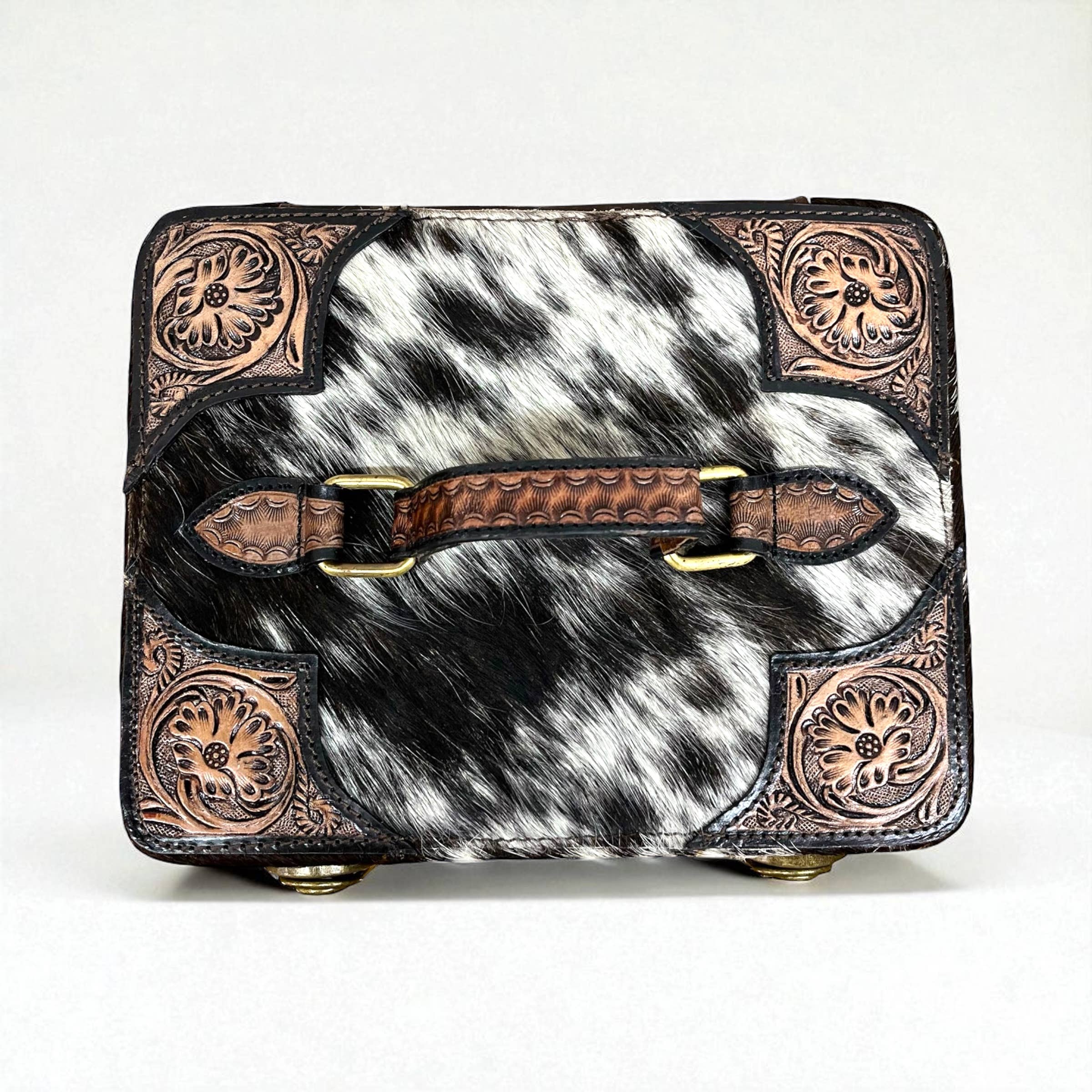 Daisy tooled & cowhide jewelry box 