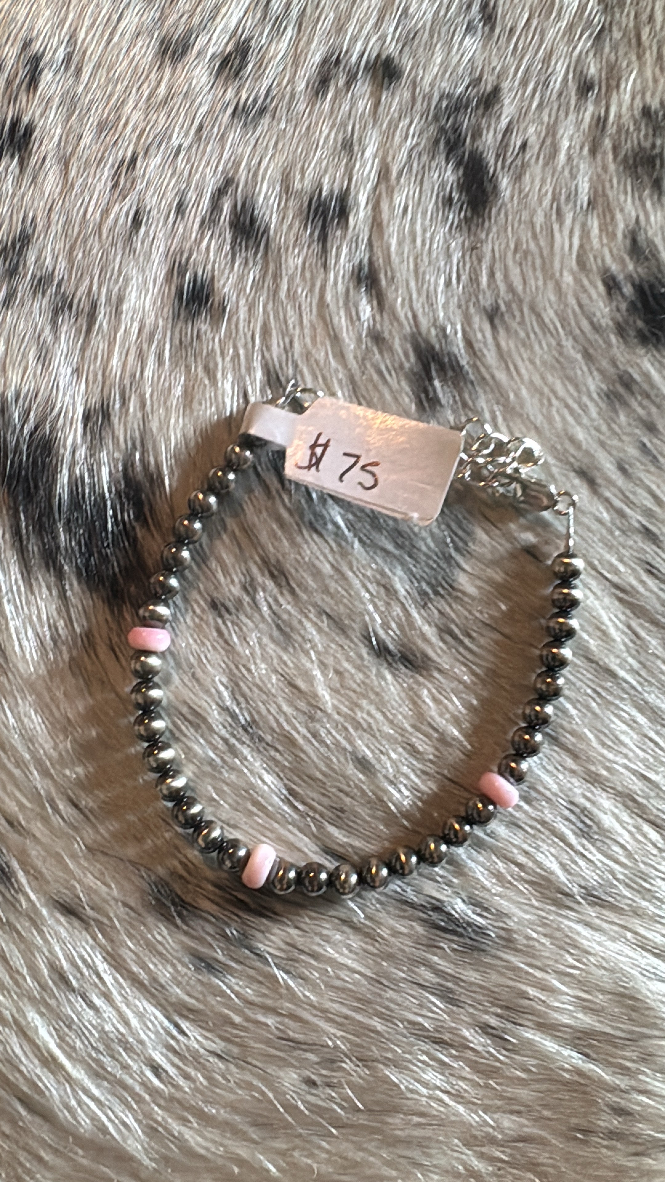 4mM and pink conch bracelet