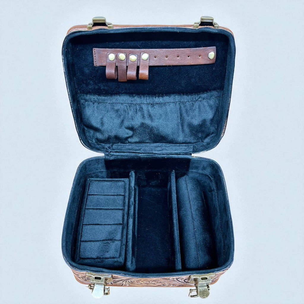 Daisy tooled & cowhide jewelry box 