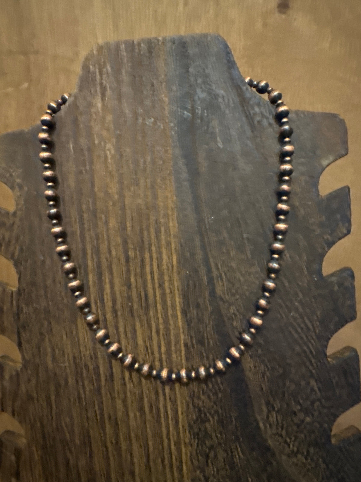 Copper necklace three and 6MM beads