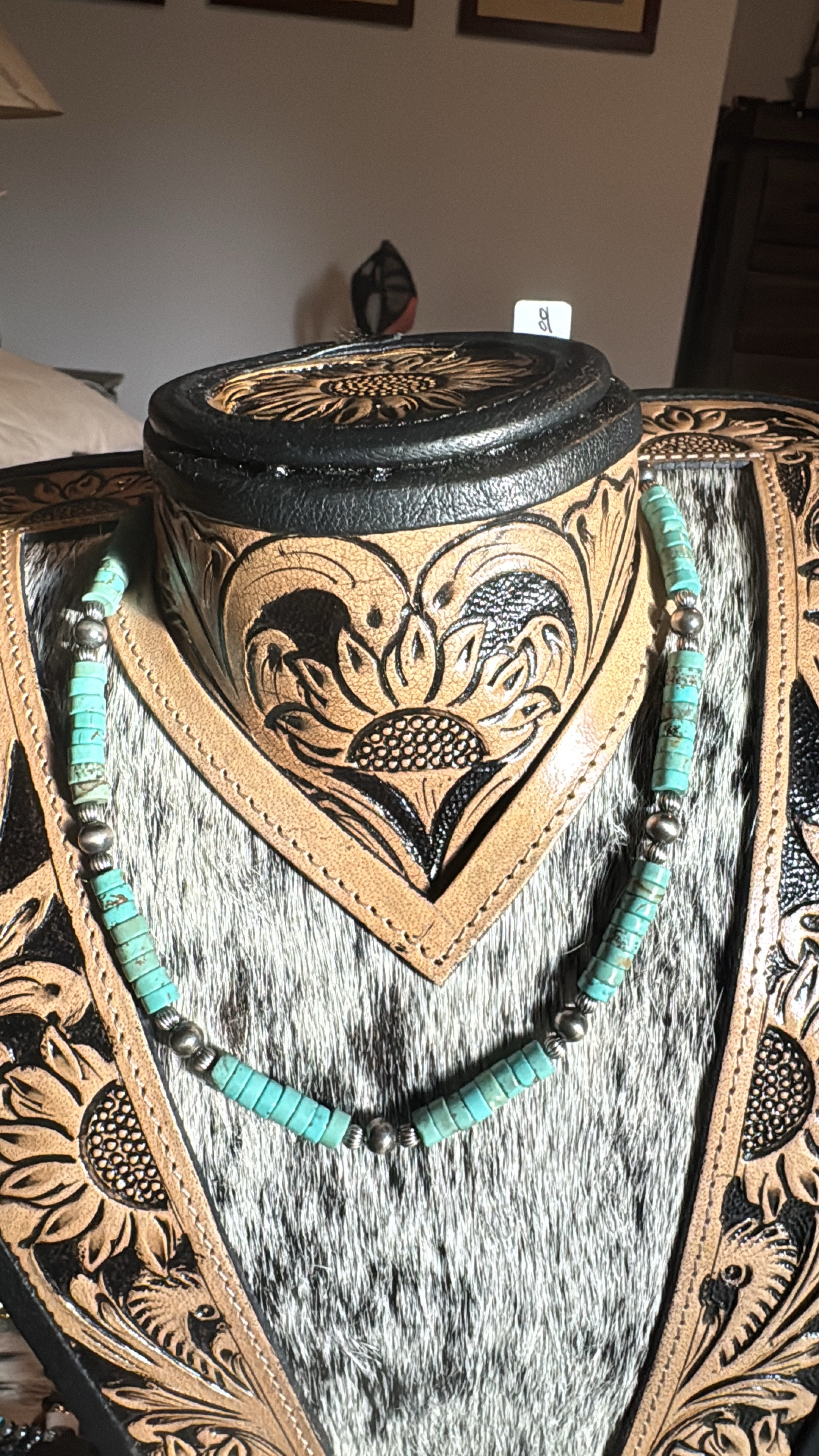 Turquoise necklace with 4MM Mellon pearls