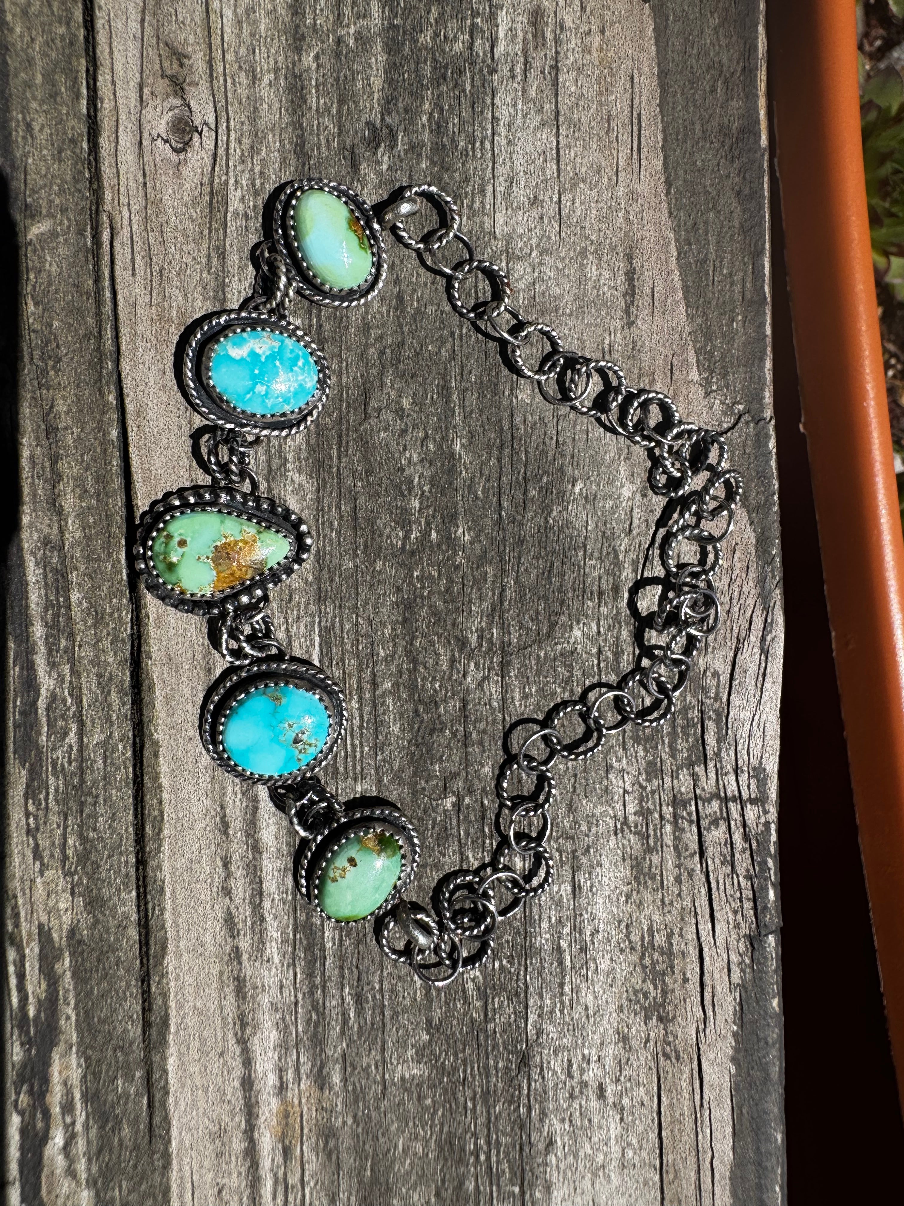 Sonoran, Gold, bluebird turquoise bracelet