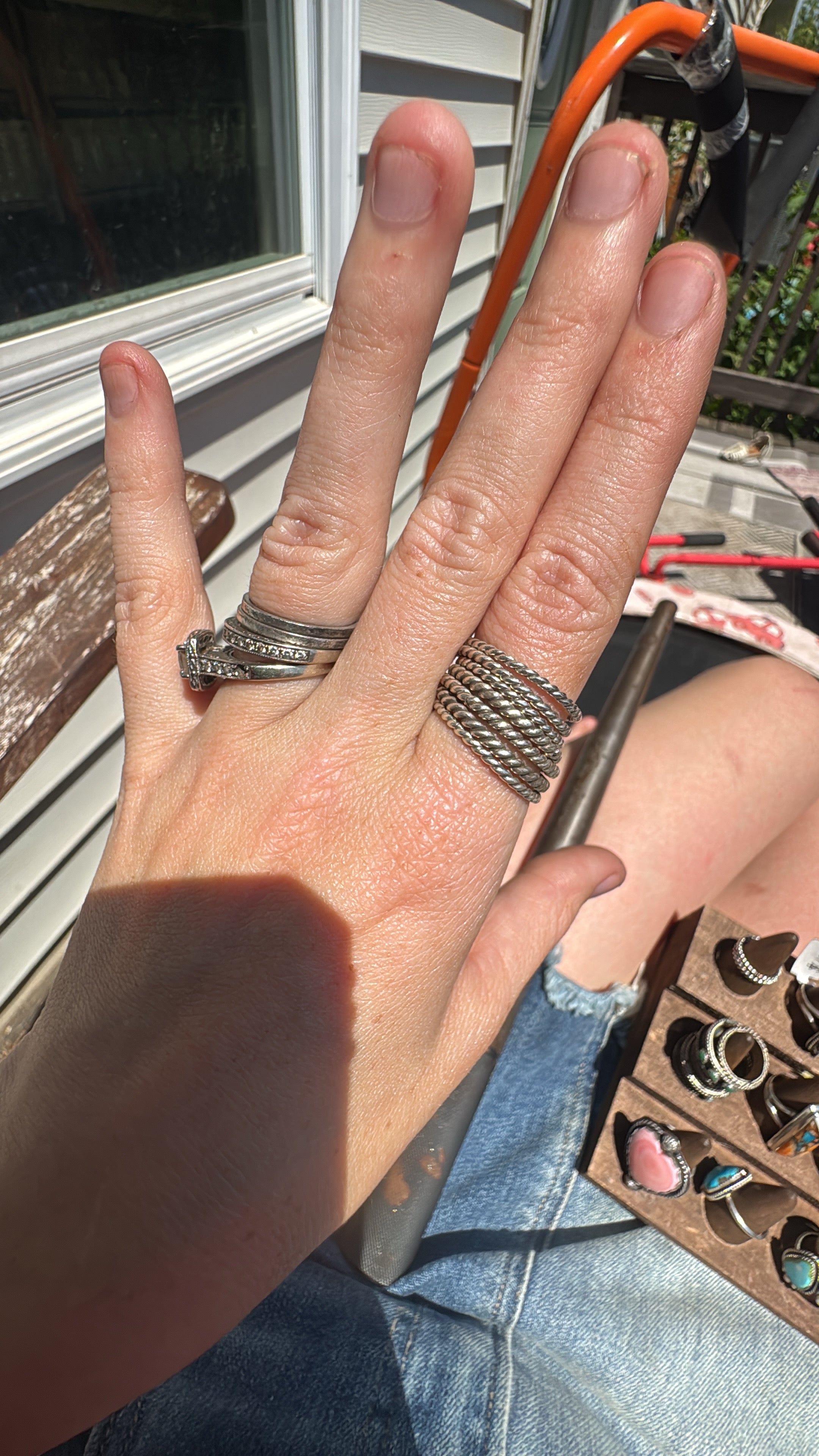 Roped stacker rings