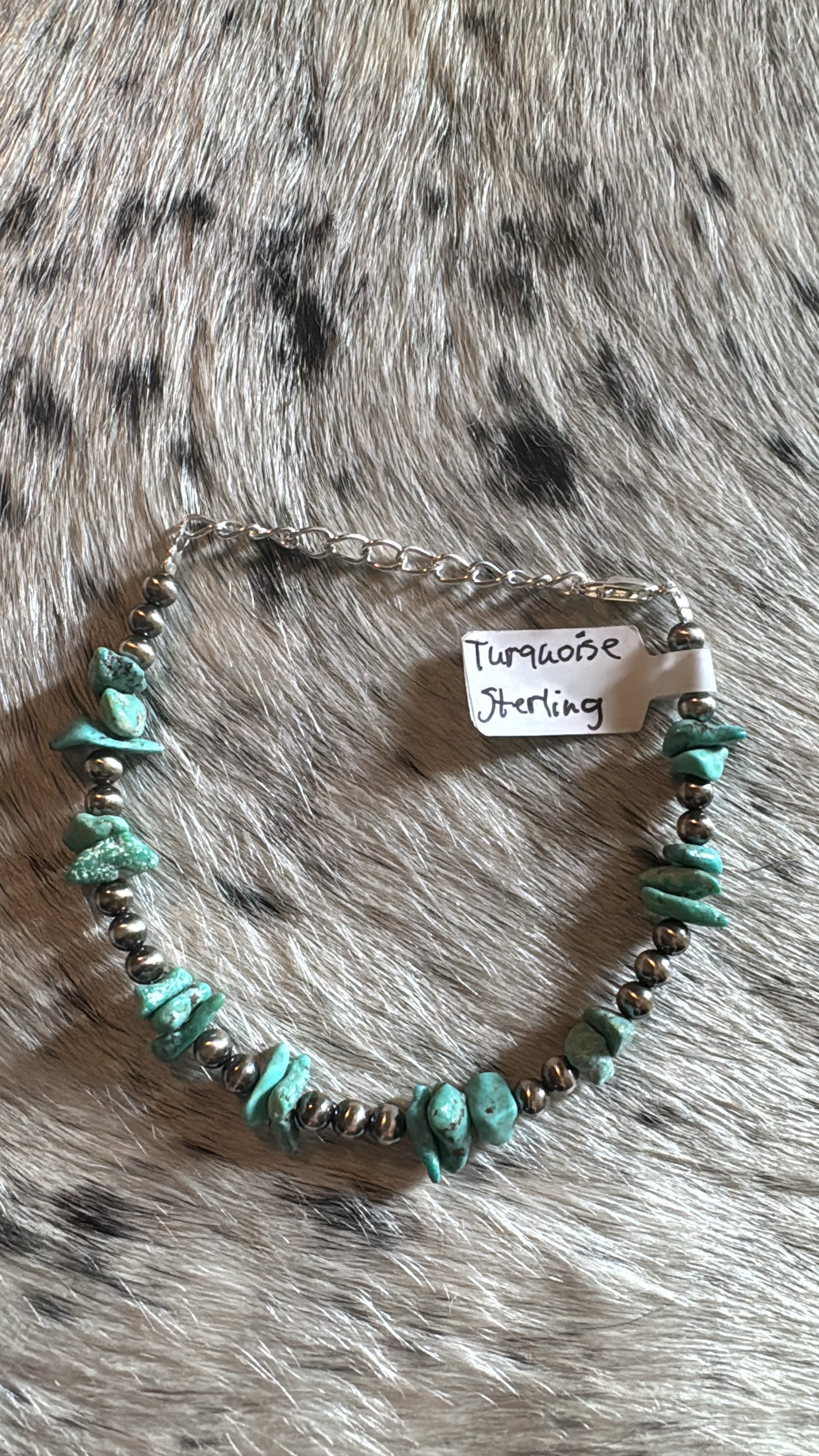 4mm sterling silver and turquoise bracelet