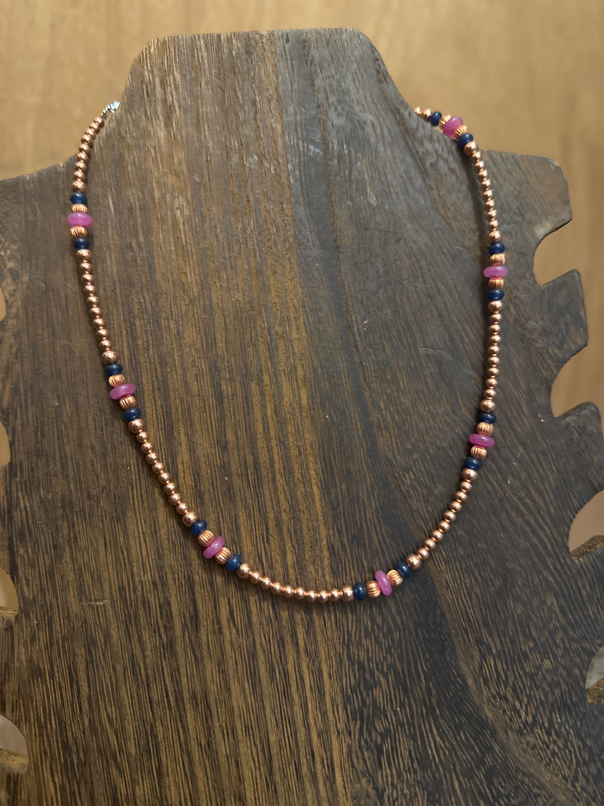 Copper and pink fuchsia blue lapis