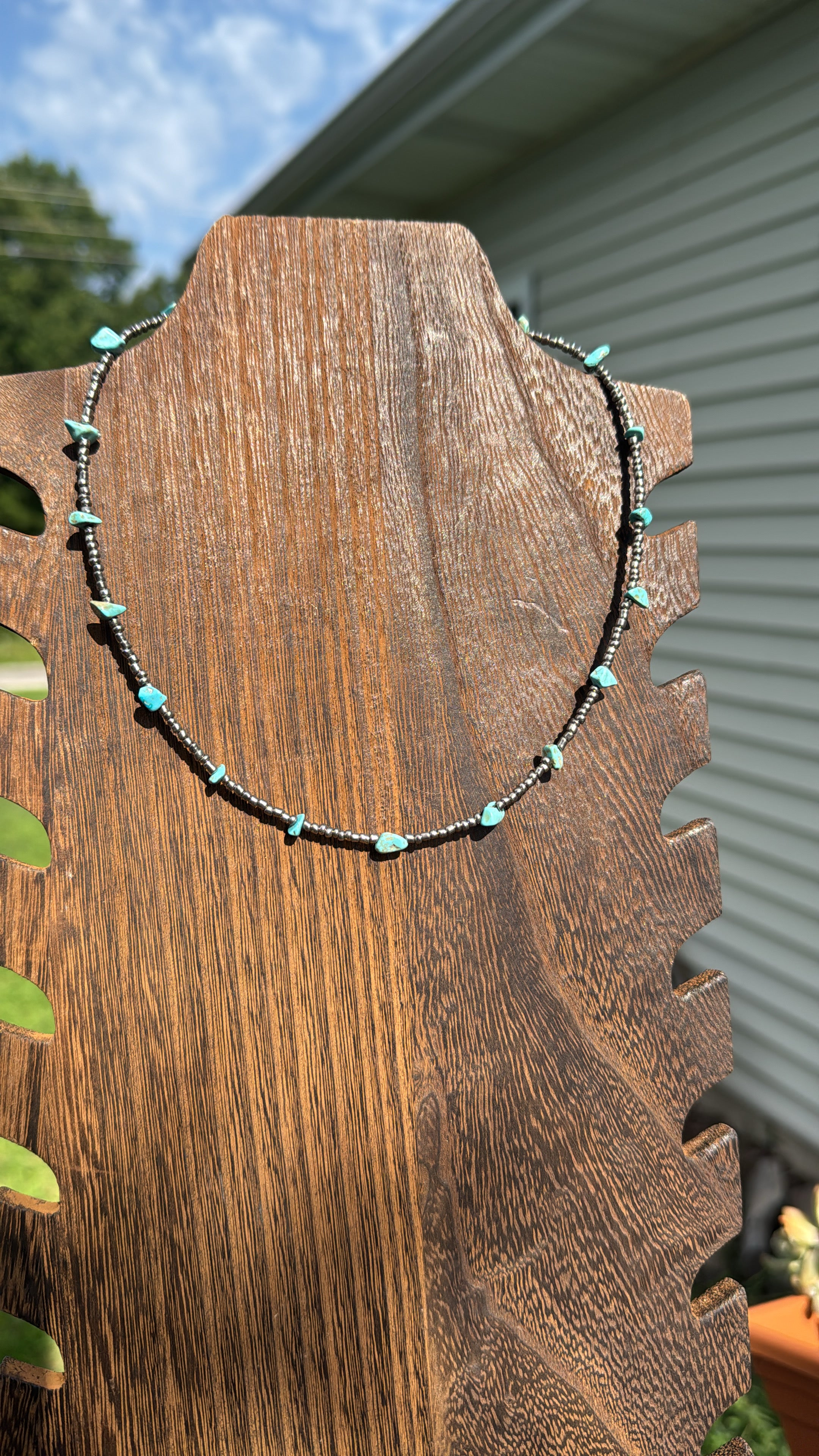 Natural Turquoise and Seed Beads Choker