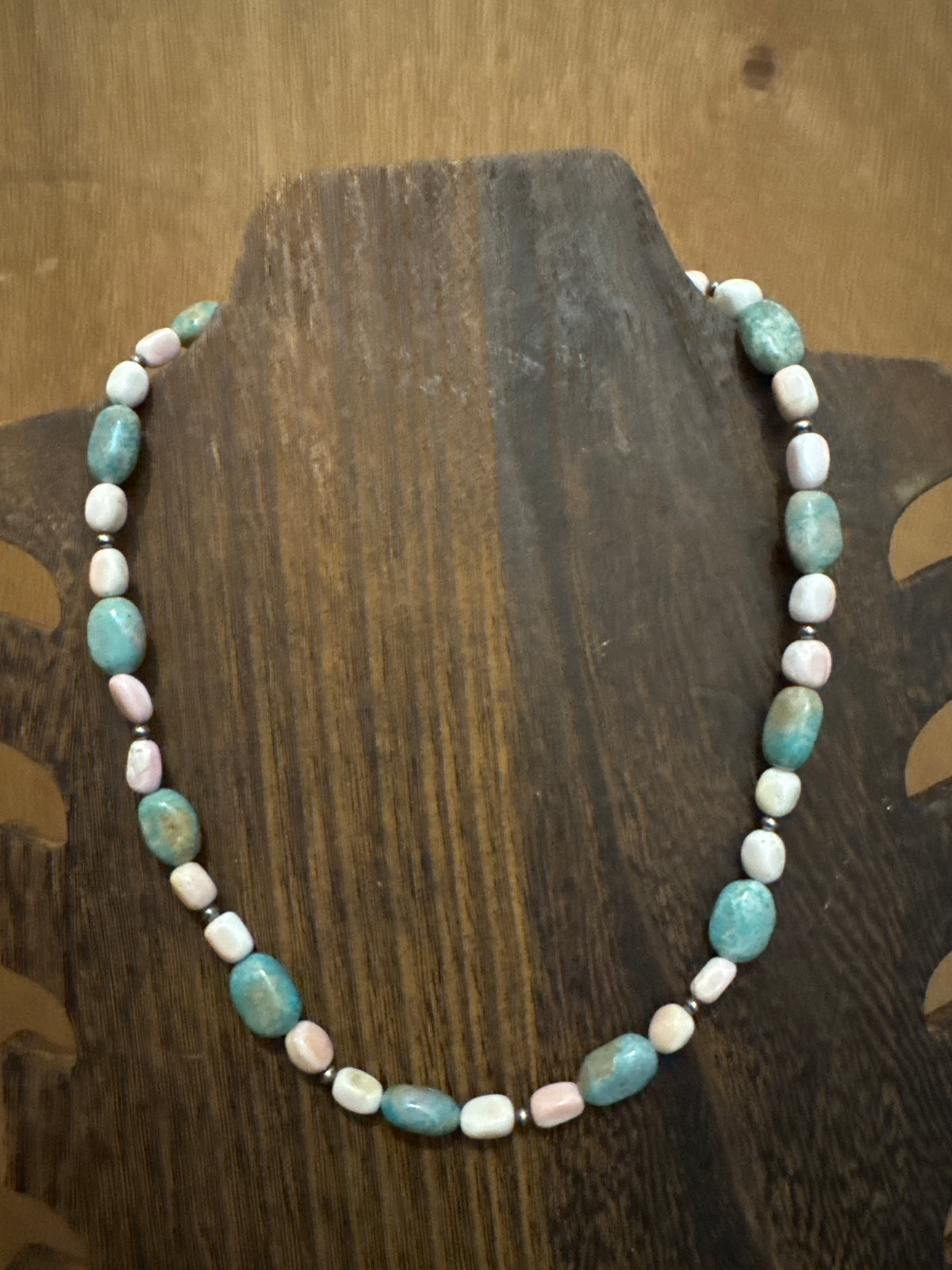 Large nugget and pink conch necklace