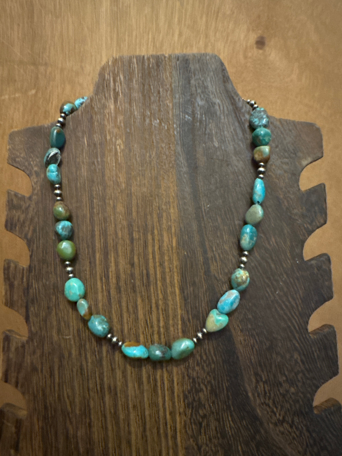 Large turquoise, nugget, necklace, sterling silver