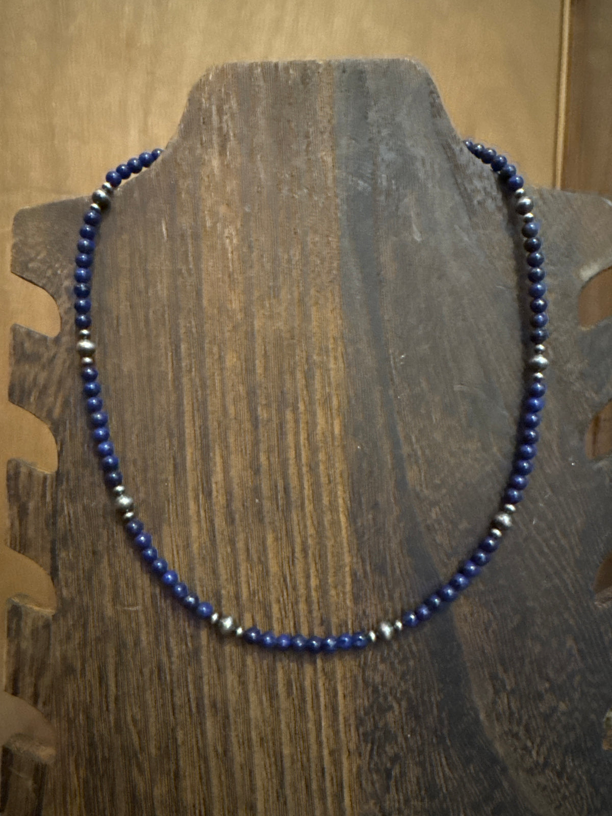 Blue lapis, and sterling silver necklace