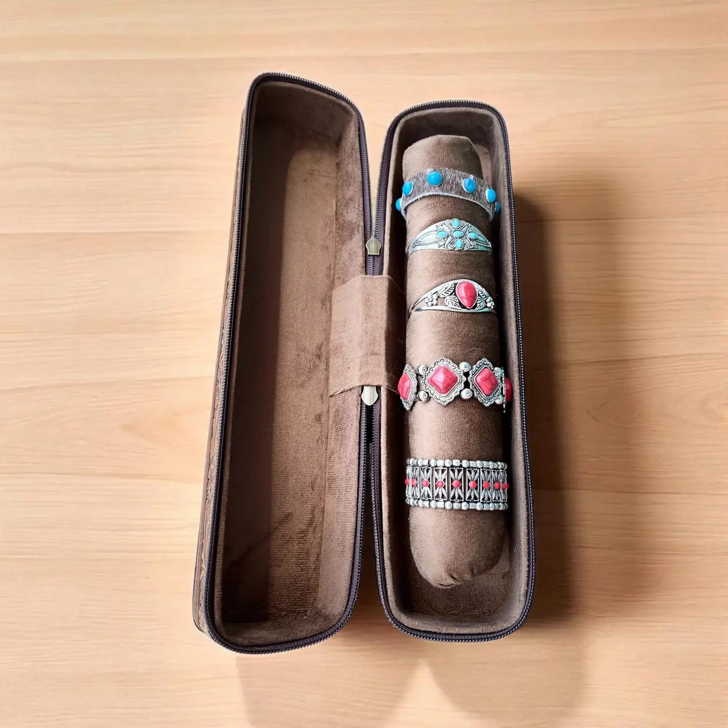 Turquoise all tooled leather bracelet box