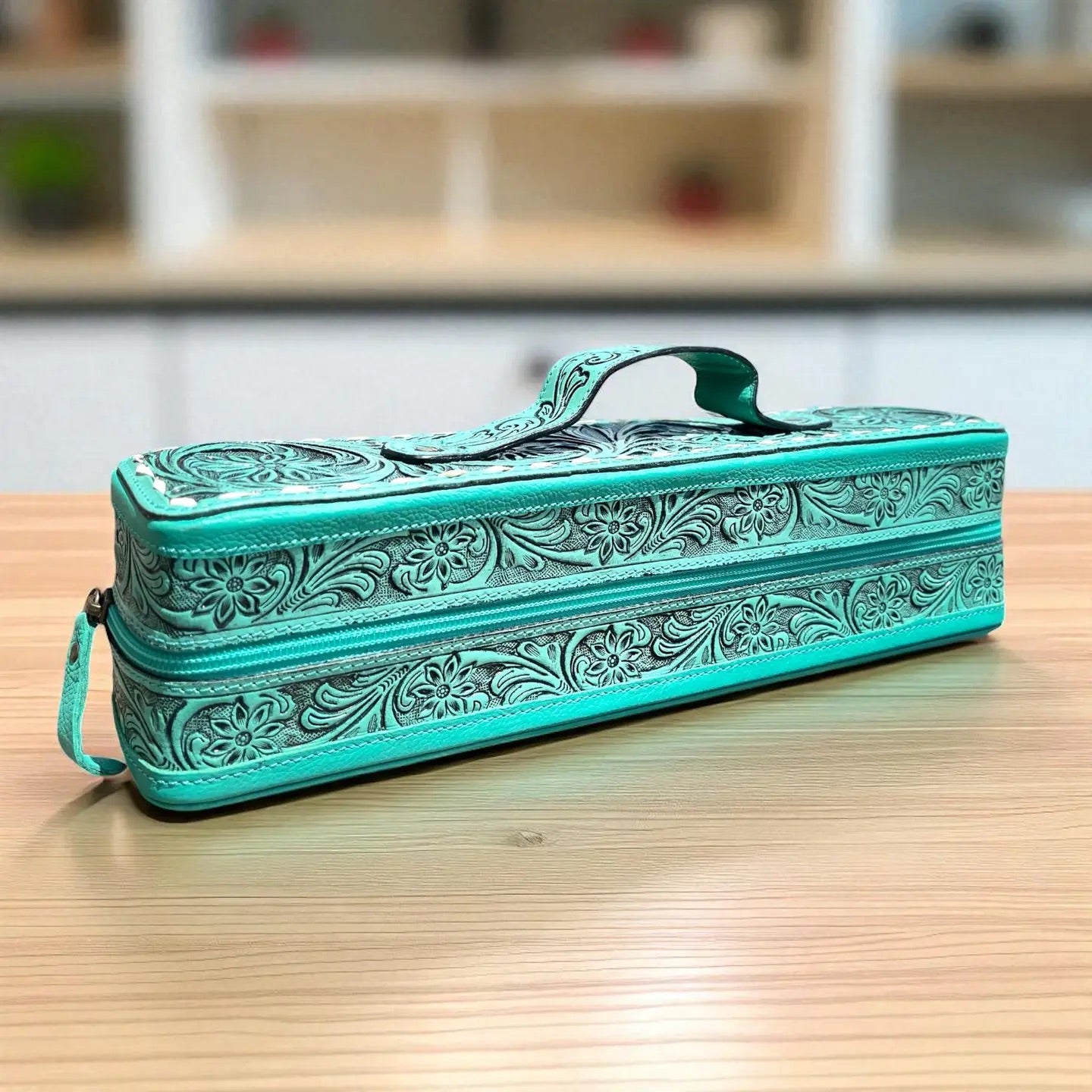 Turquoise all tooled leather bracelet box