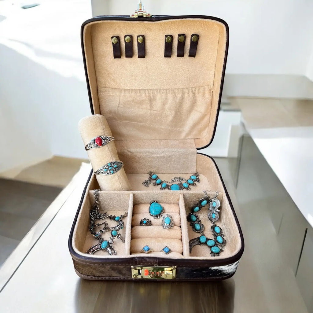 All tooled leather jewelry box with passcode