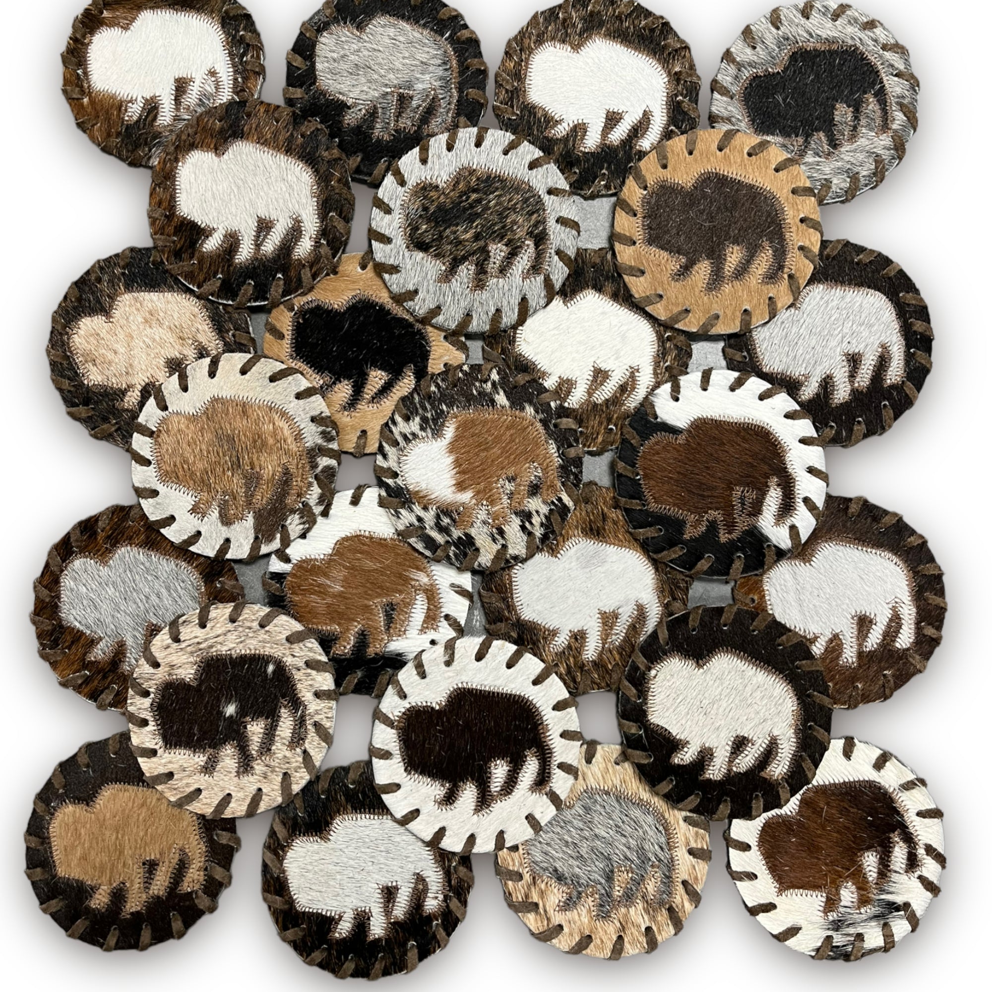 Cowhide buffalo coaster - 4pc set