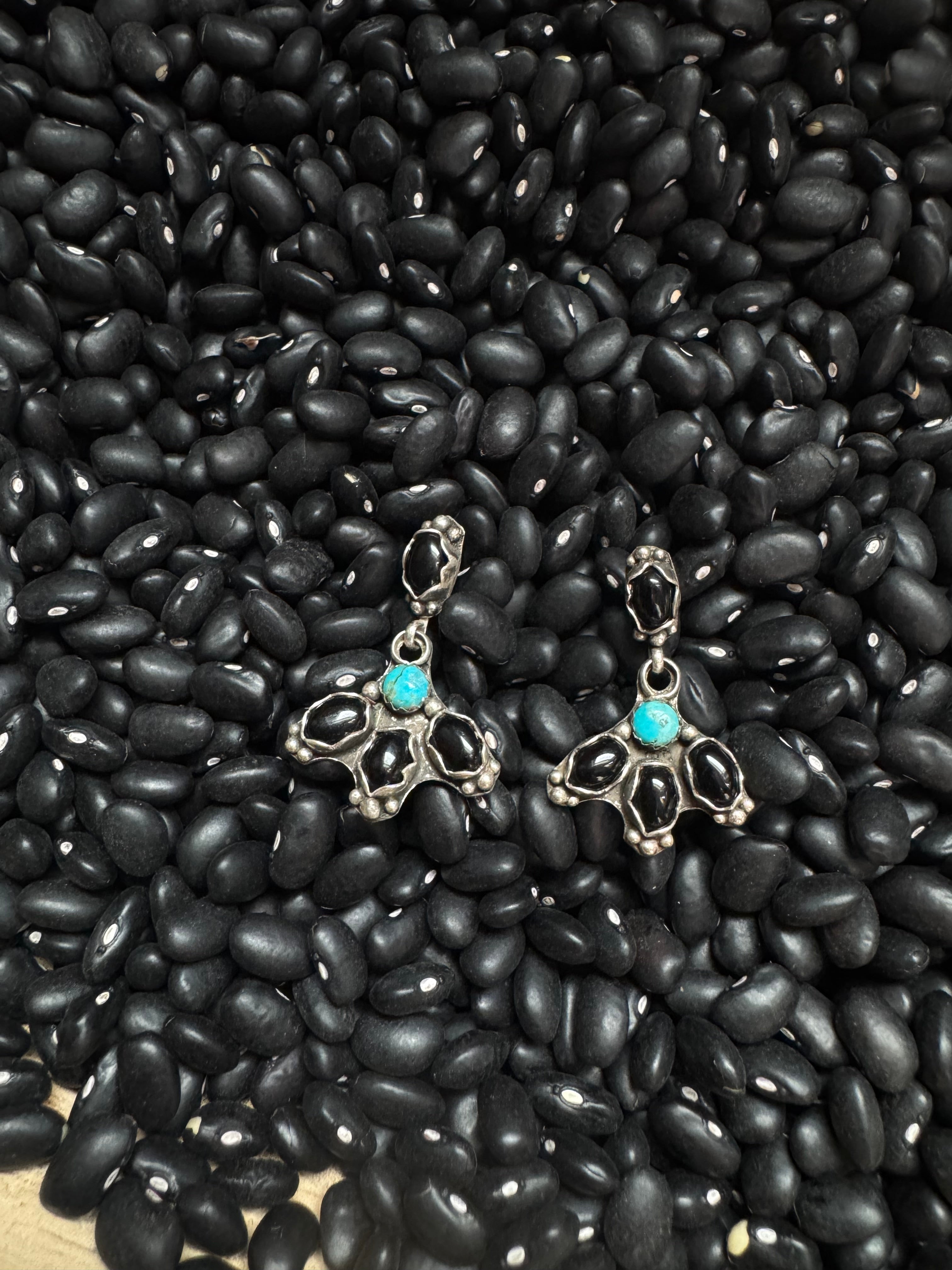 Kingman and black Onyx Necklace and earrings