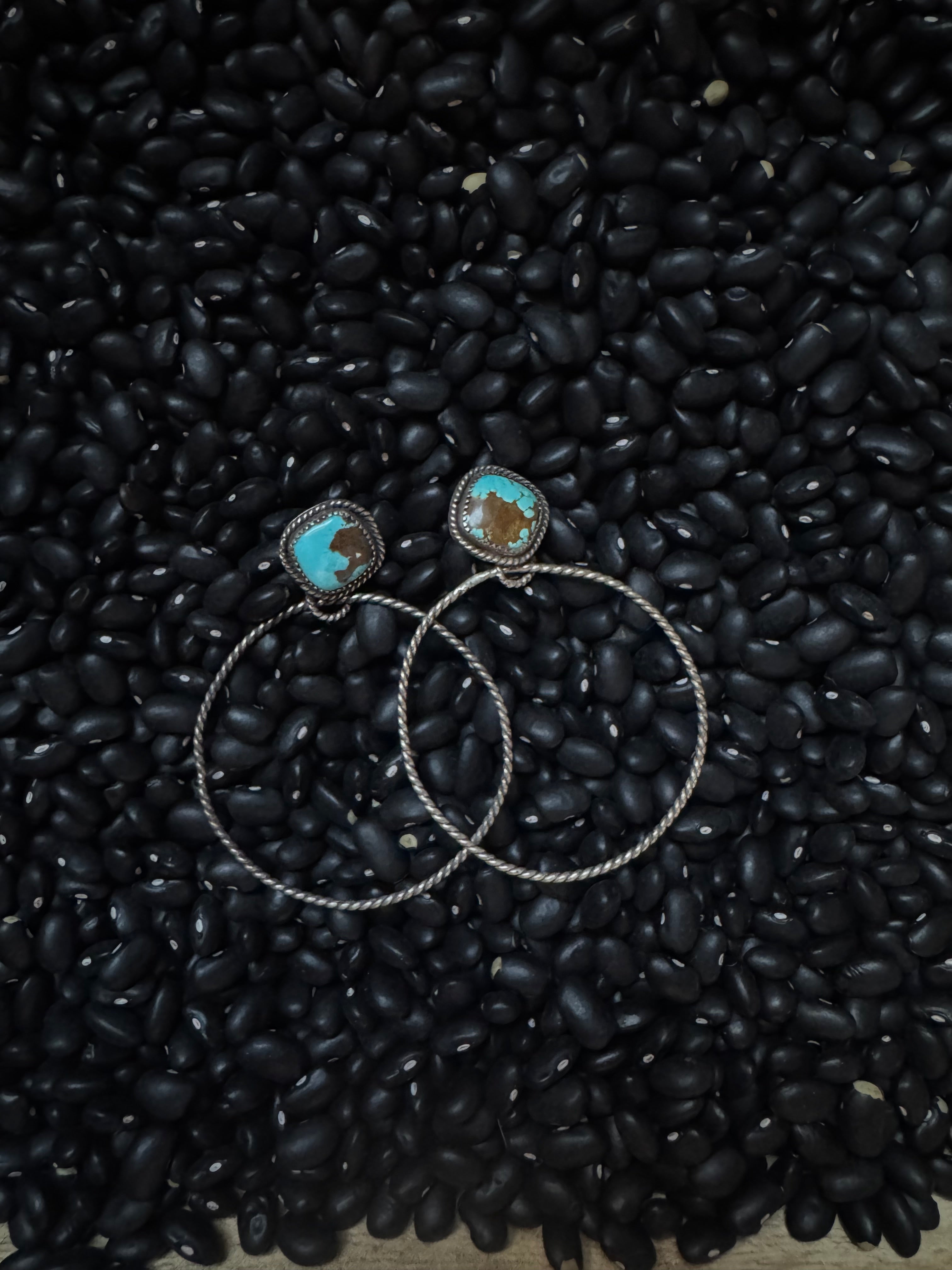 Number eight turquoise stud dangles
