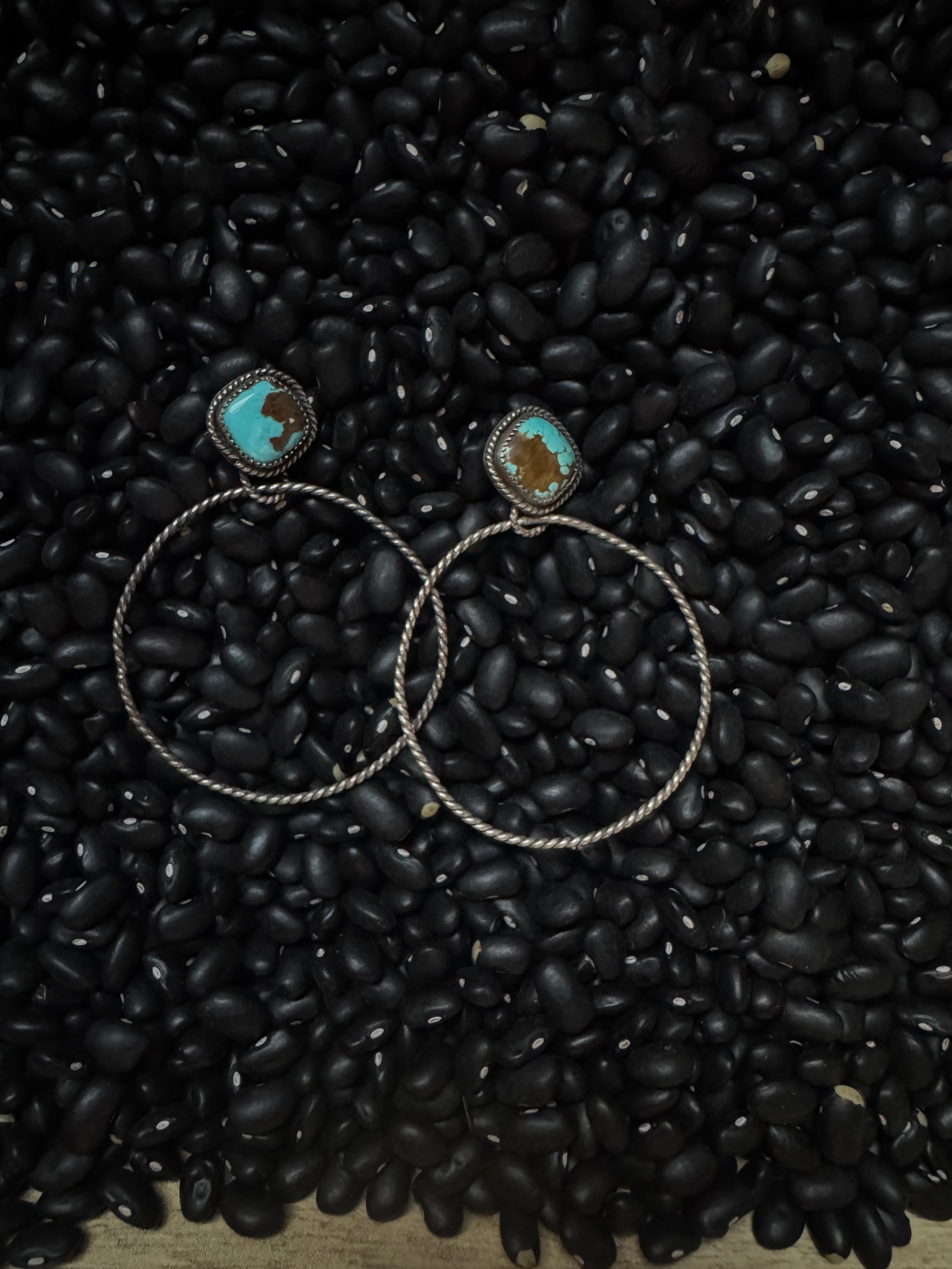 Number eight turquoise stud dangles
