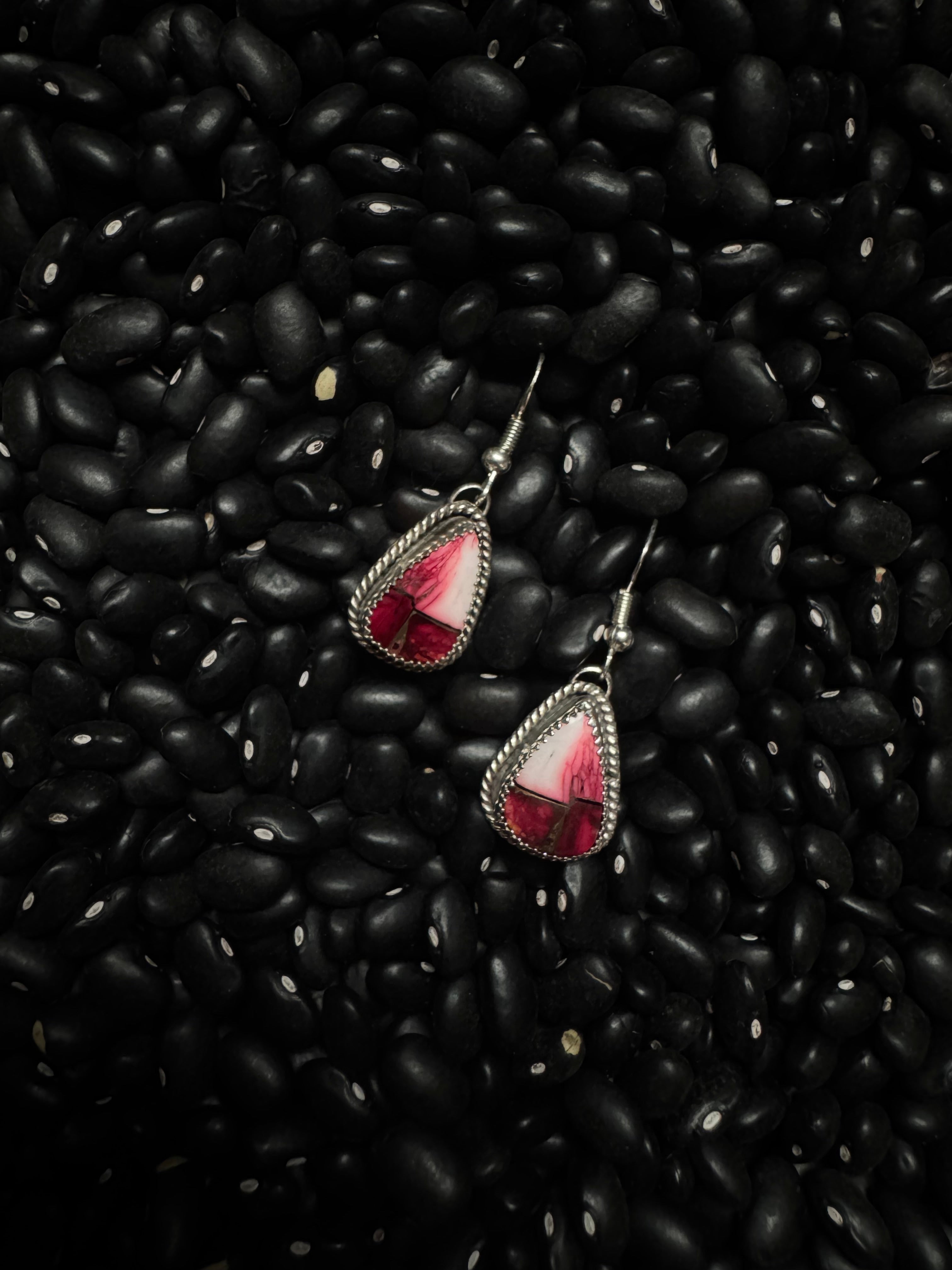Rose Dahlia dangle earrings
