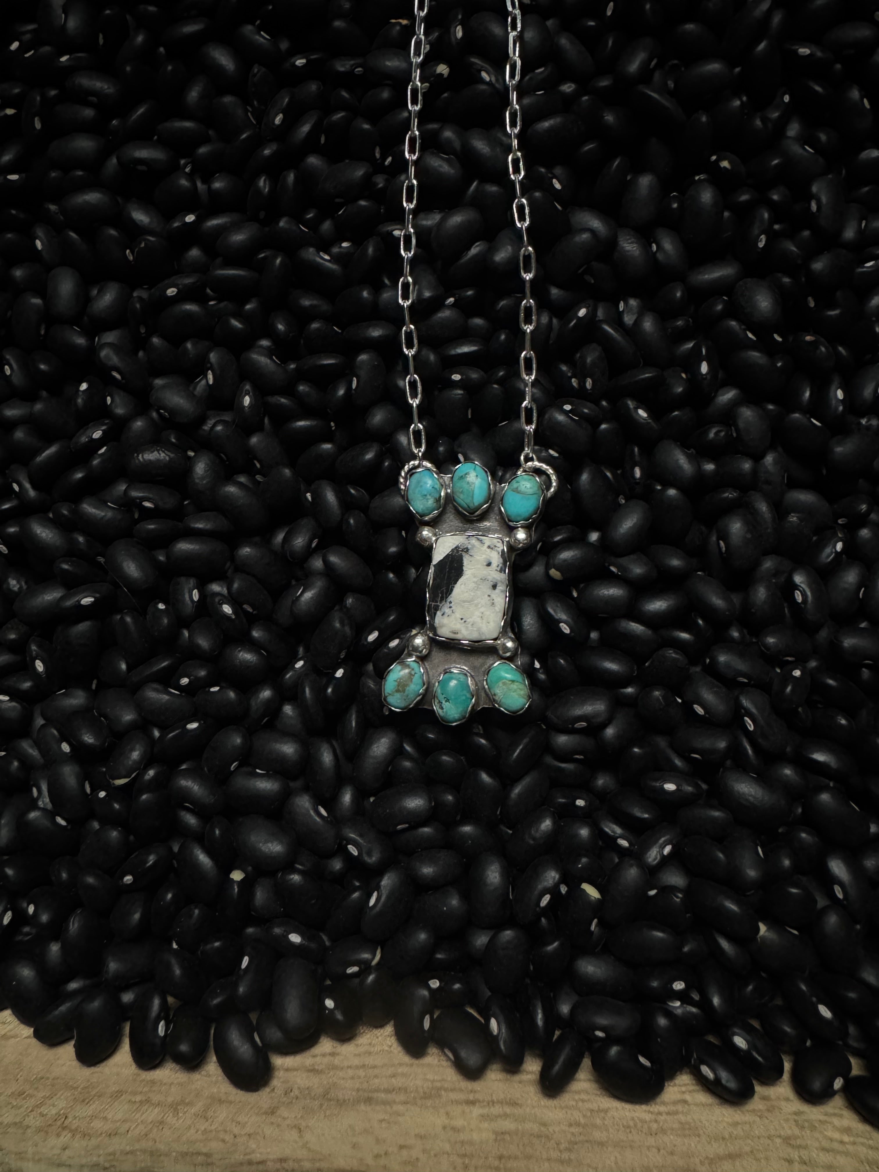 White Buffalo and Kingman cluster necklace