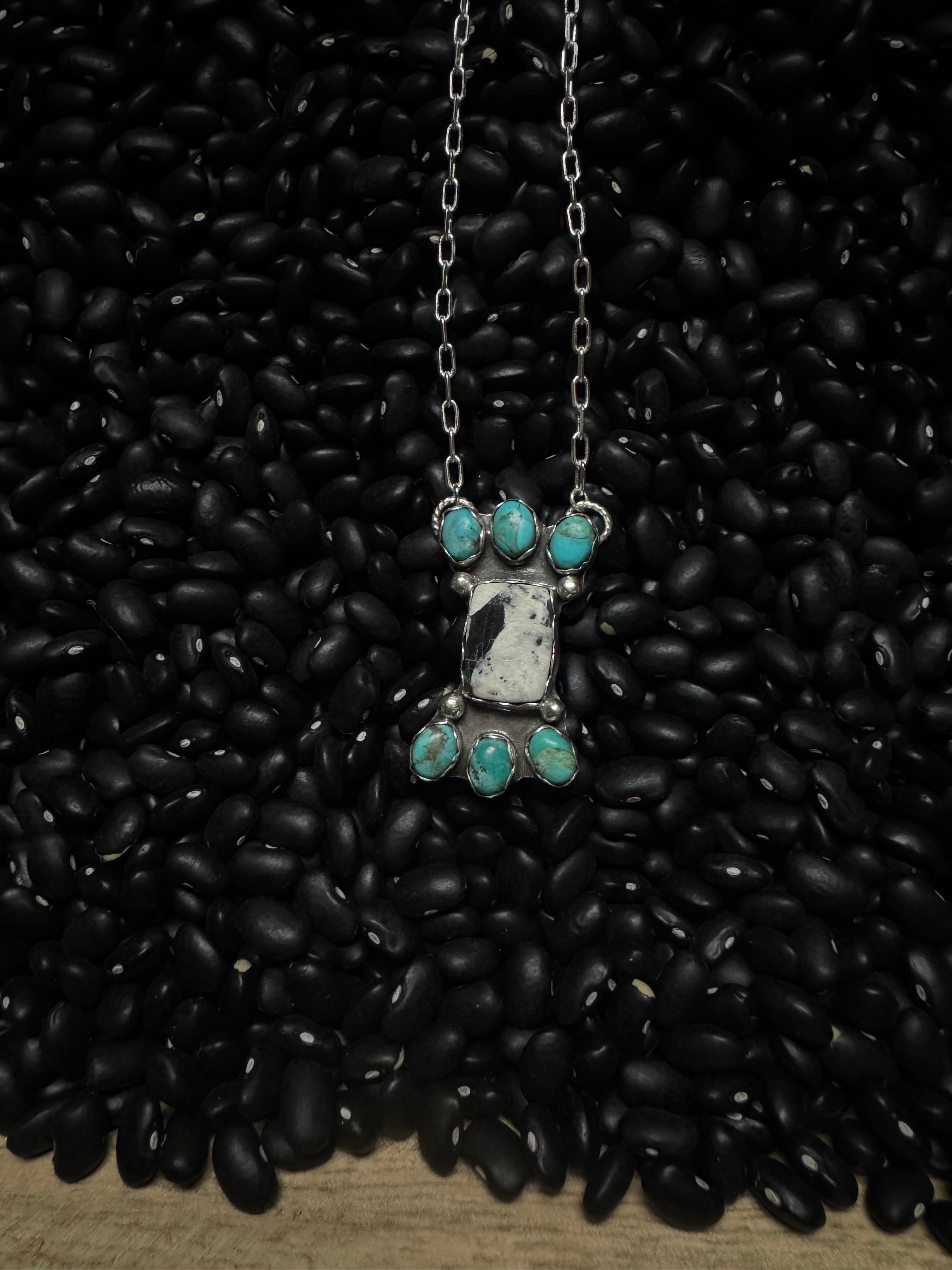 White Buffalo and Kingman cluster necklace