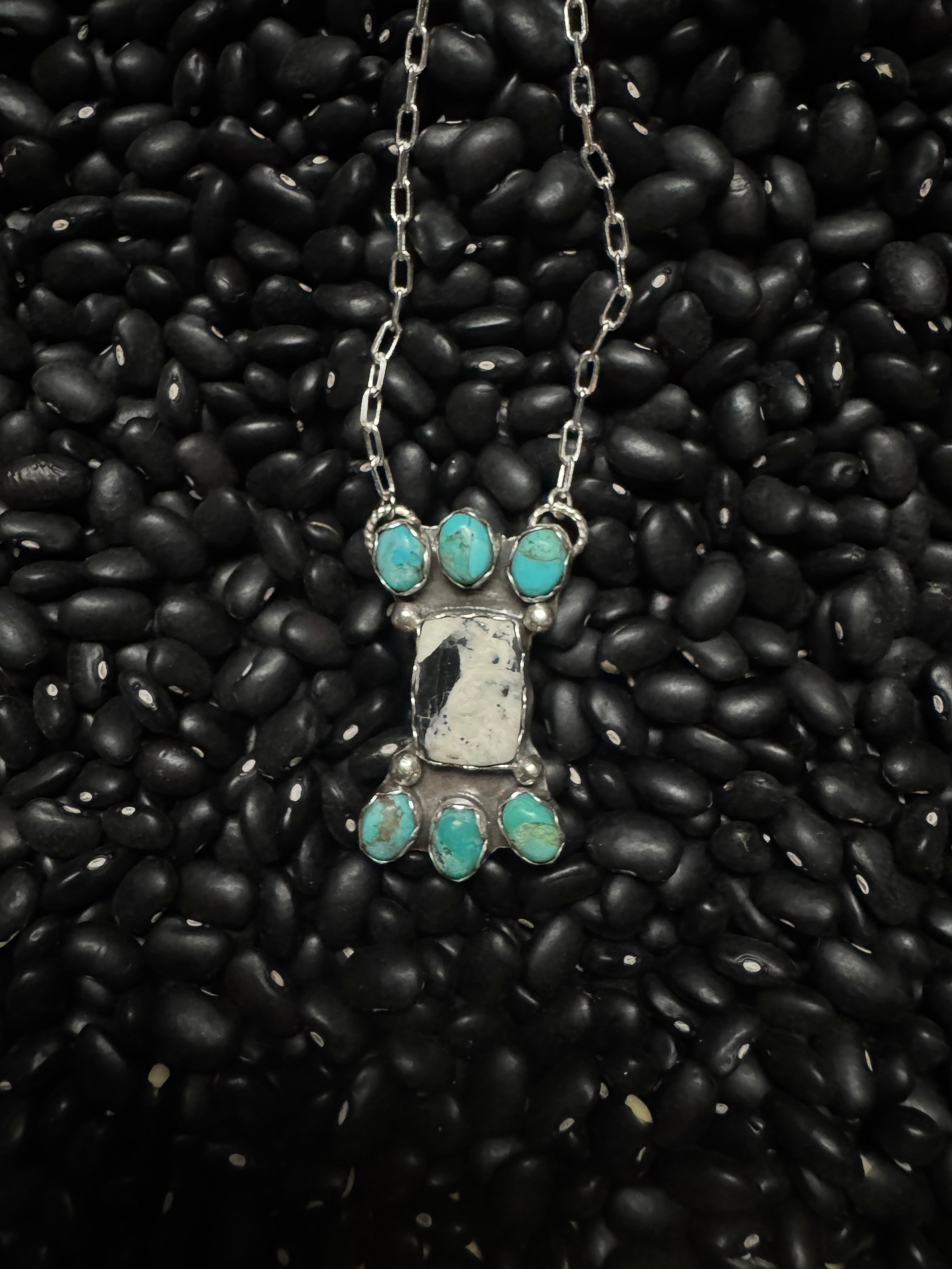 White Buffalo and Kingman cluster necklace