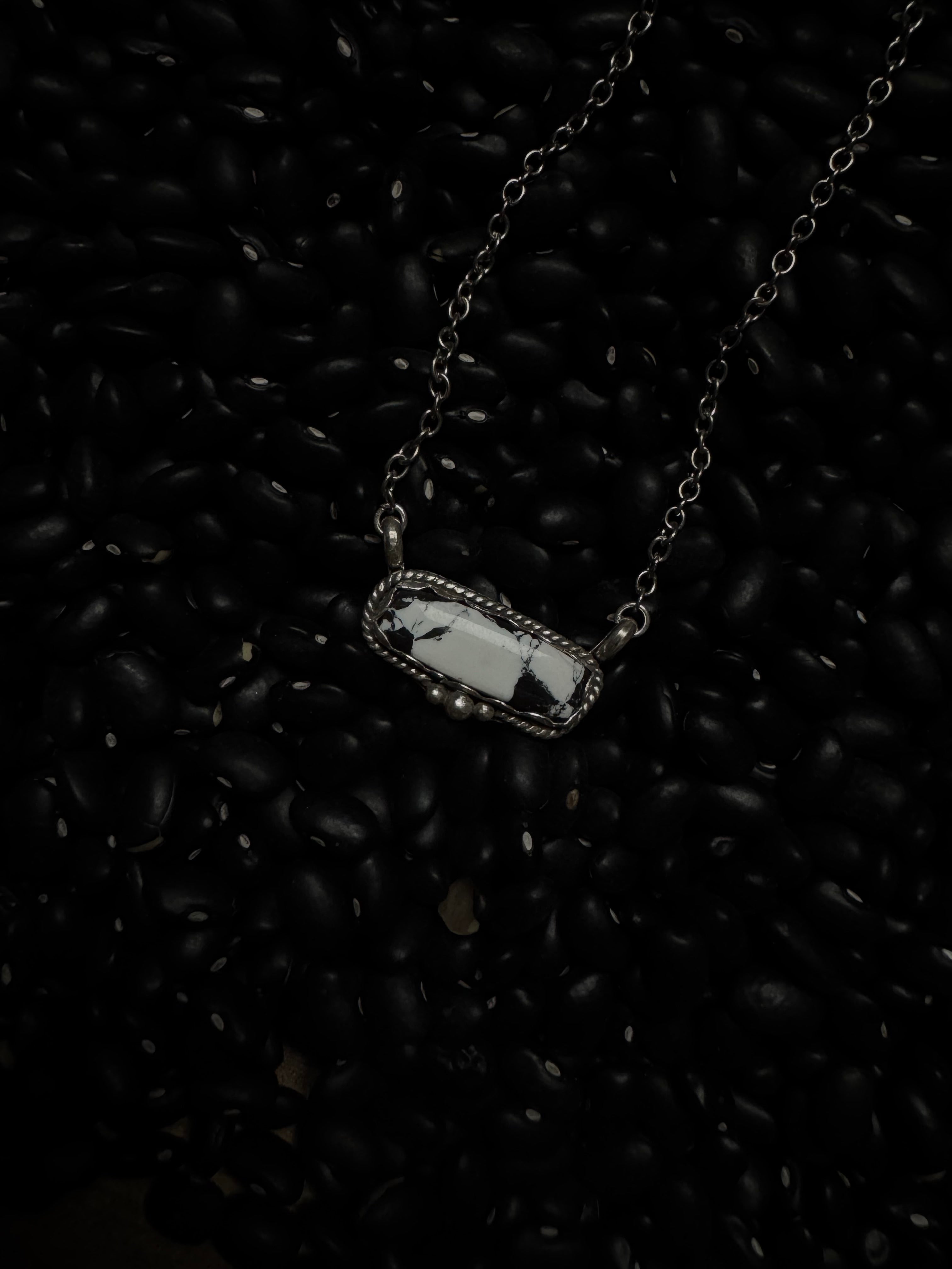 White buffalo bar necklace