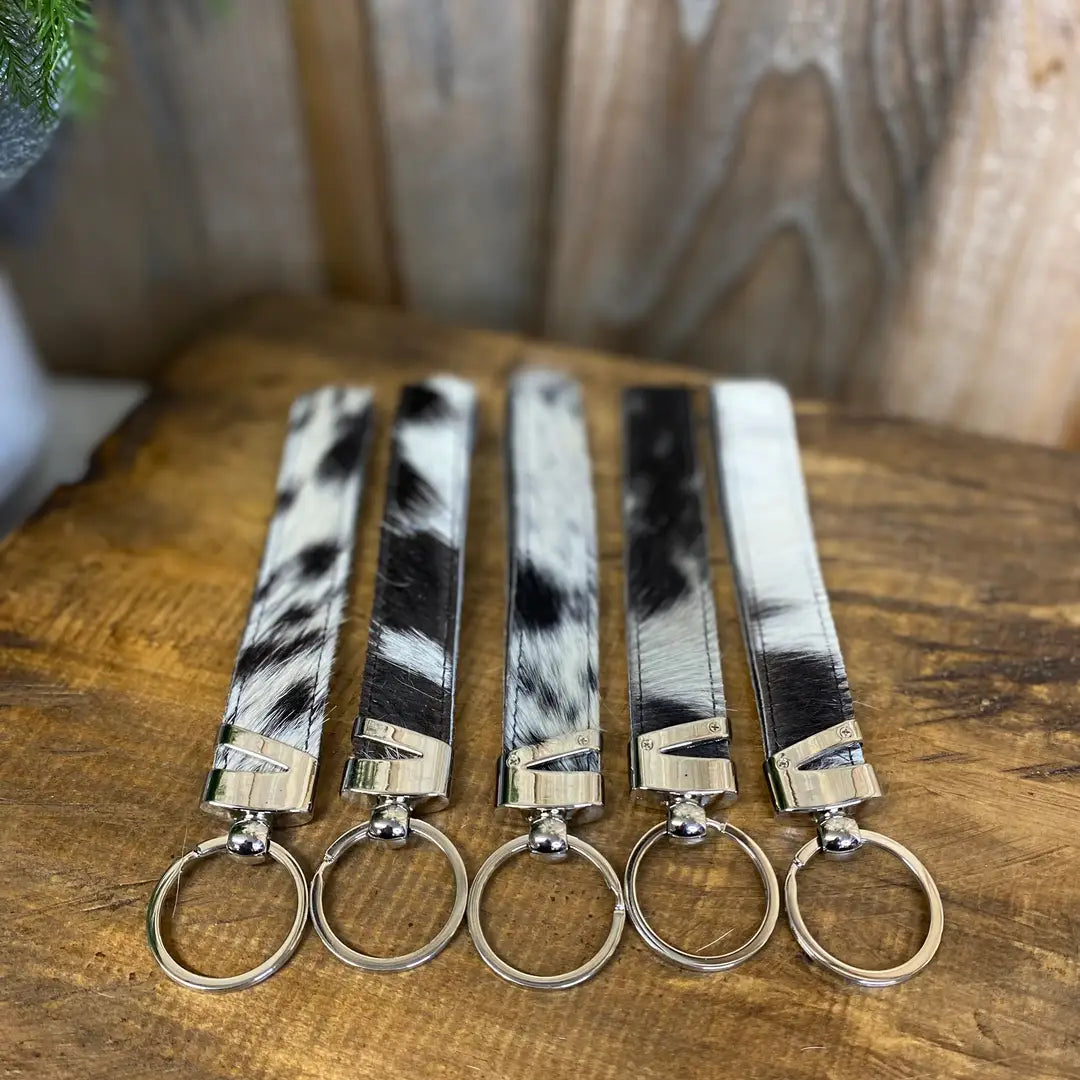 Black Cowhide Keychain Wristlet