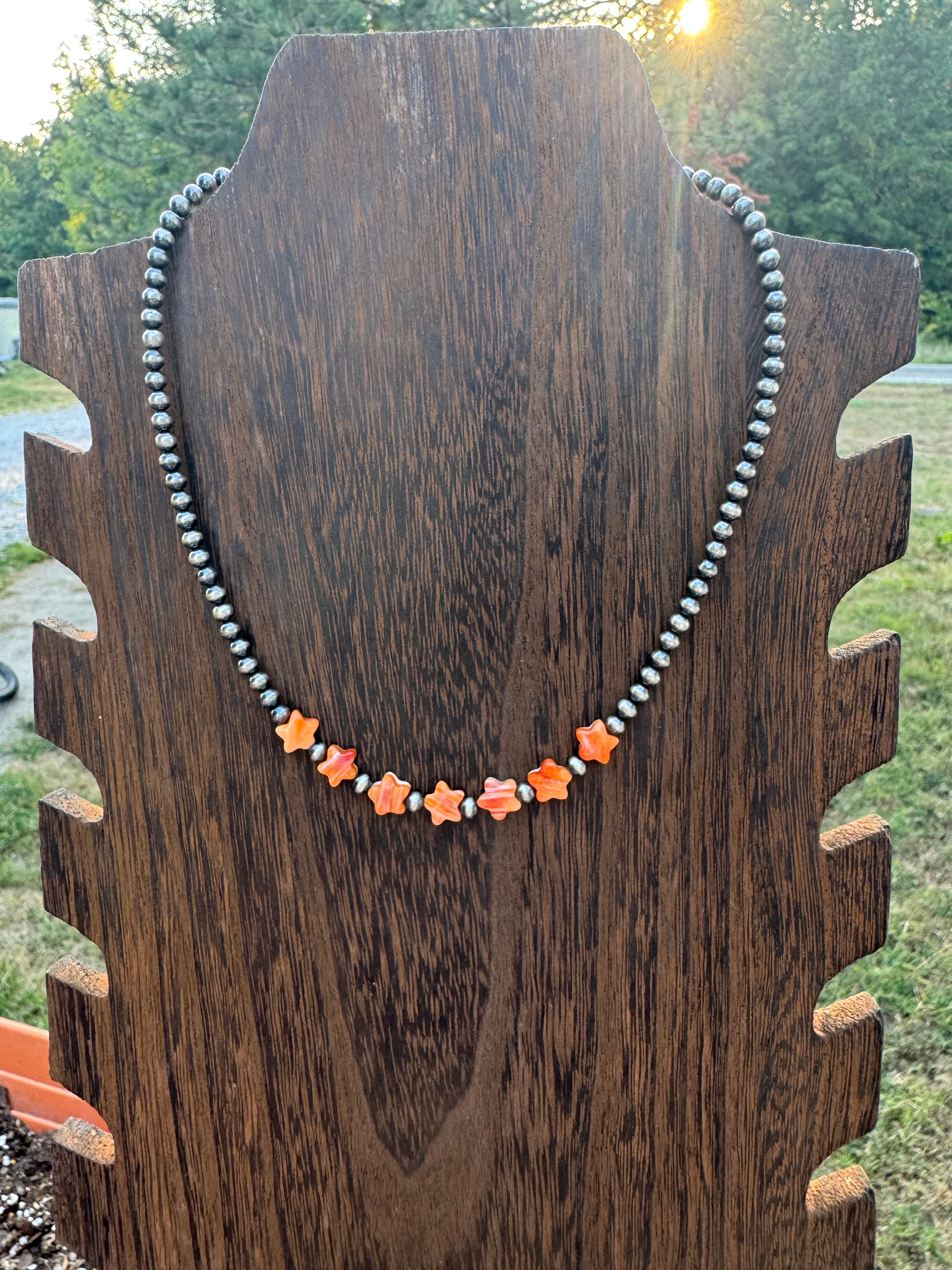 14 inches orange spiny necklace