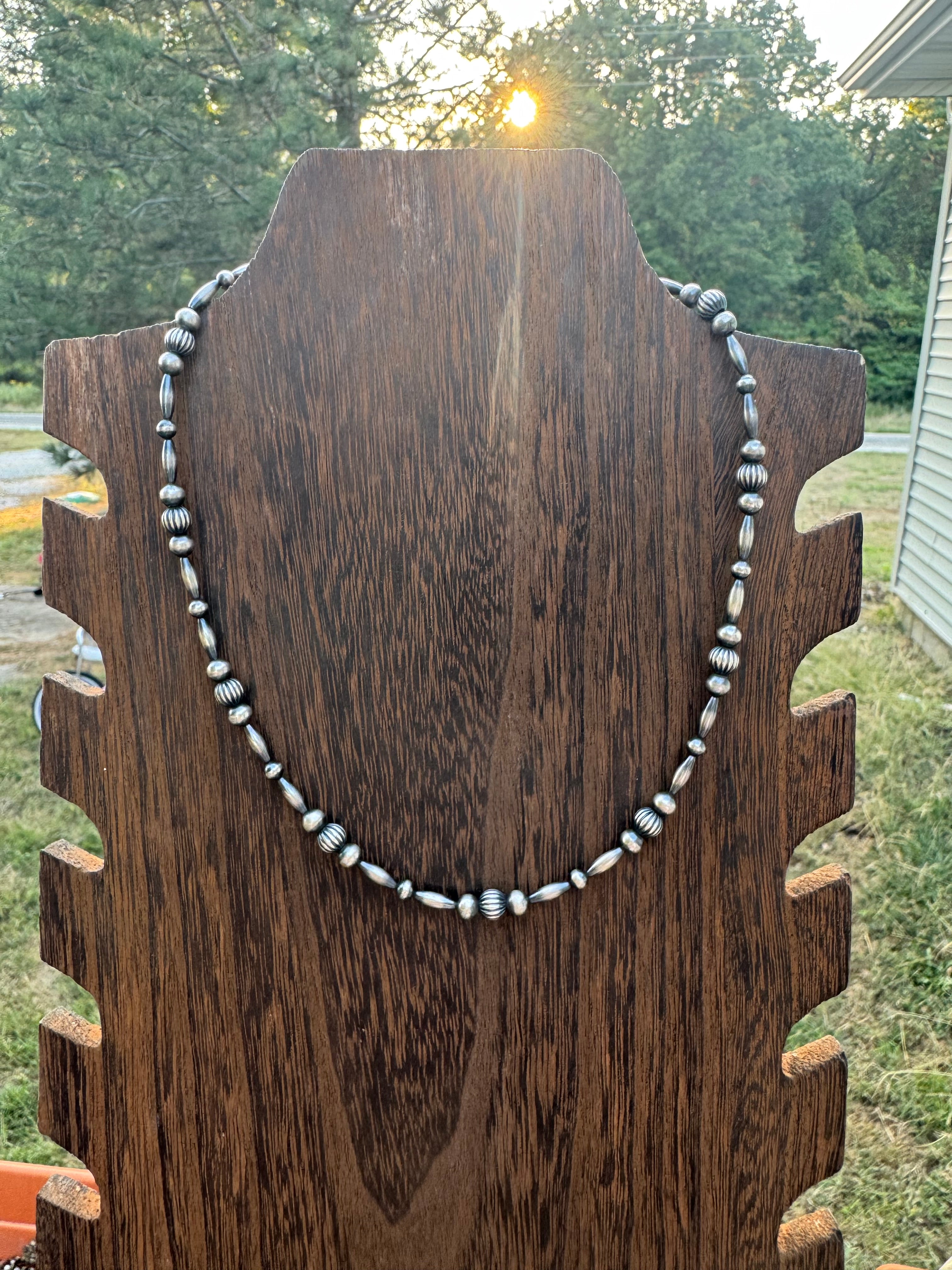 Corrugated melon necklace sterling silver