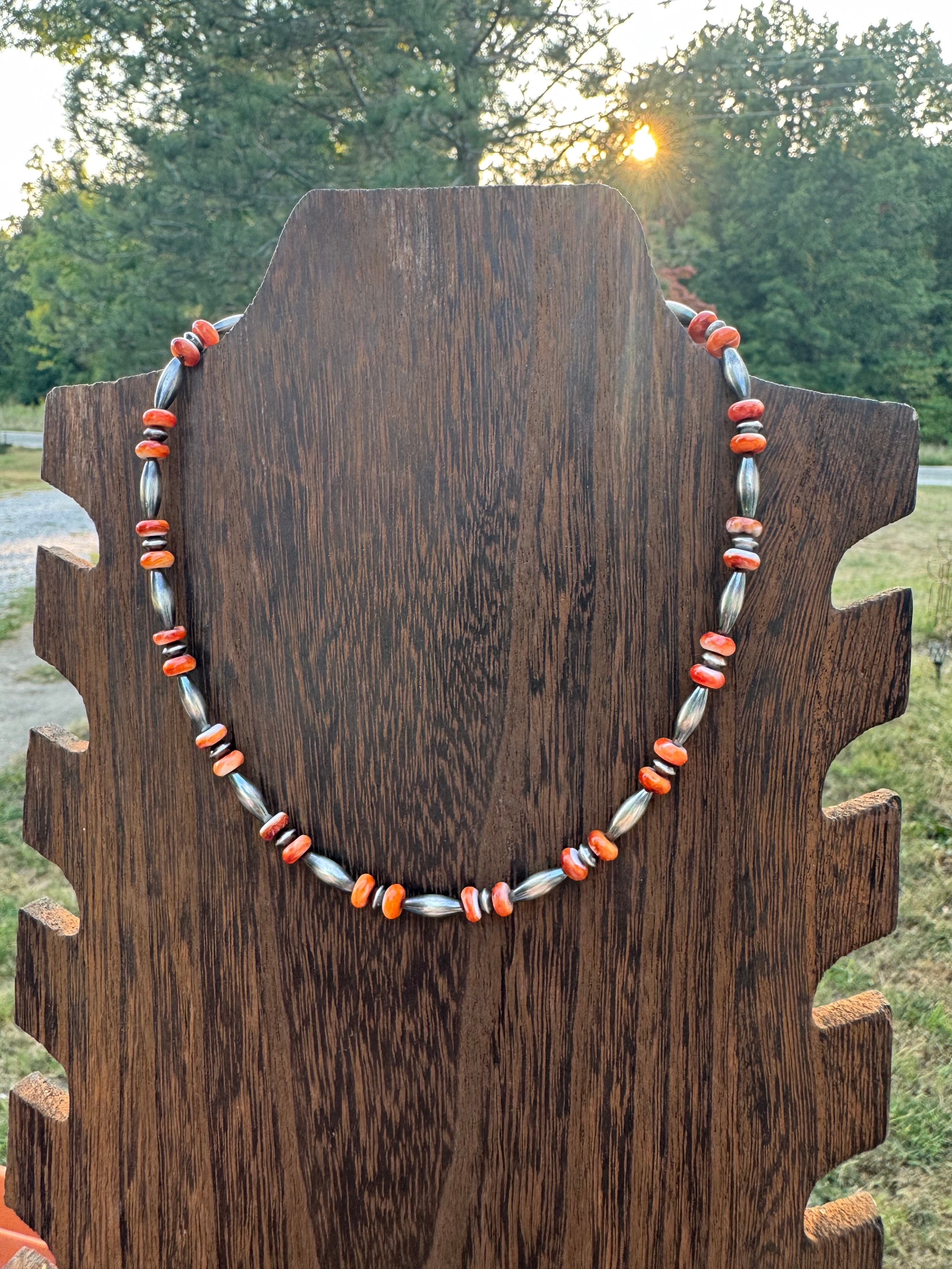 14 inches orange spiny torpedo necklace