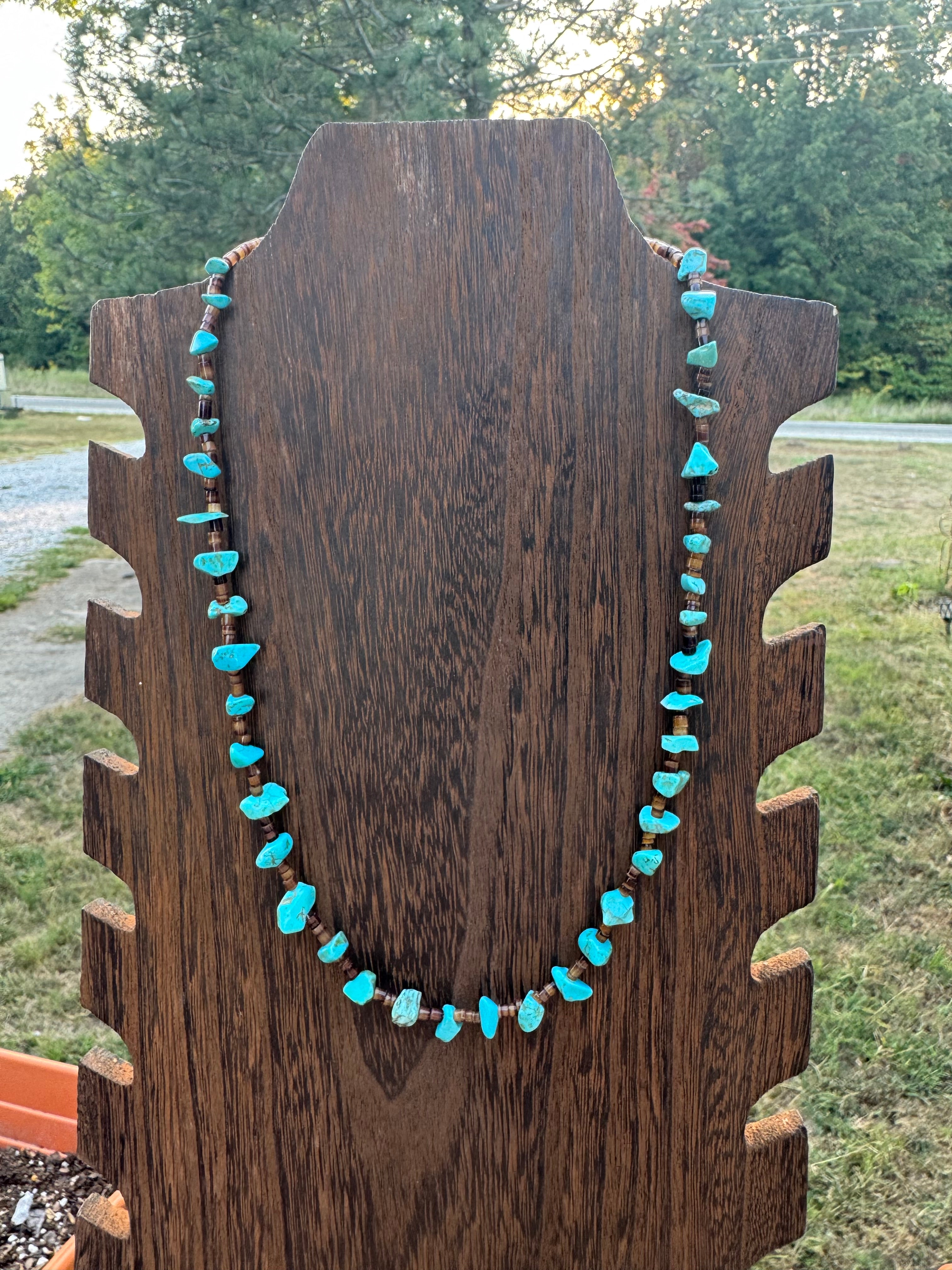 Turquoise nugget shell necklace