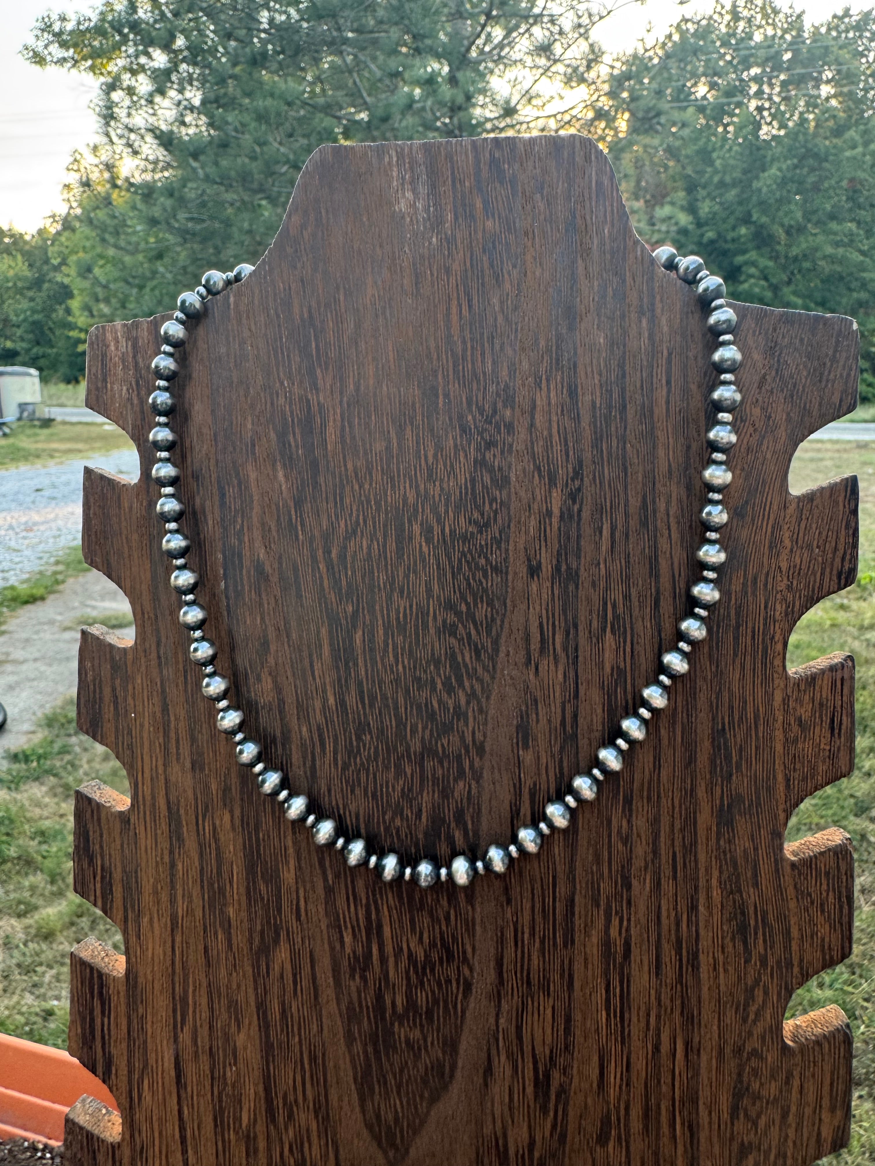 6mm and 3MM sterling silver pearl necklace