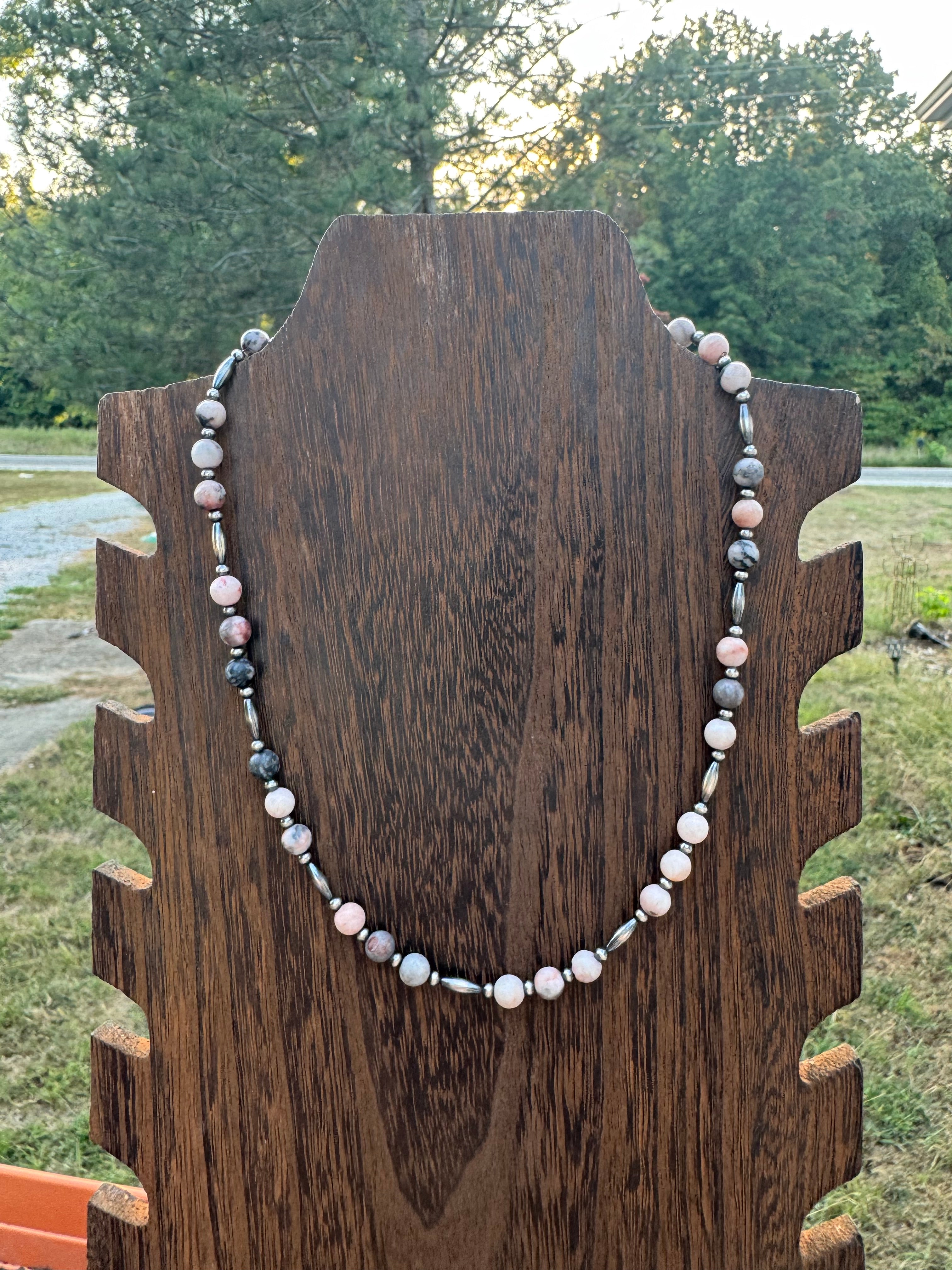 Pink opal, and sterling silver torpedo