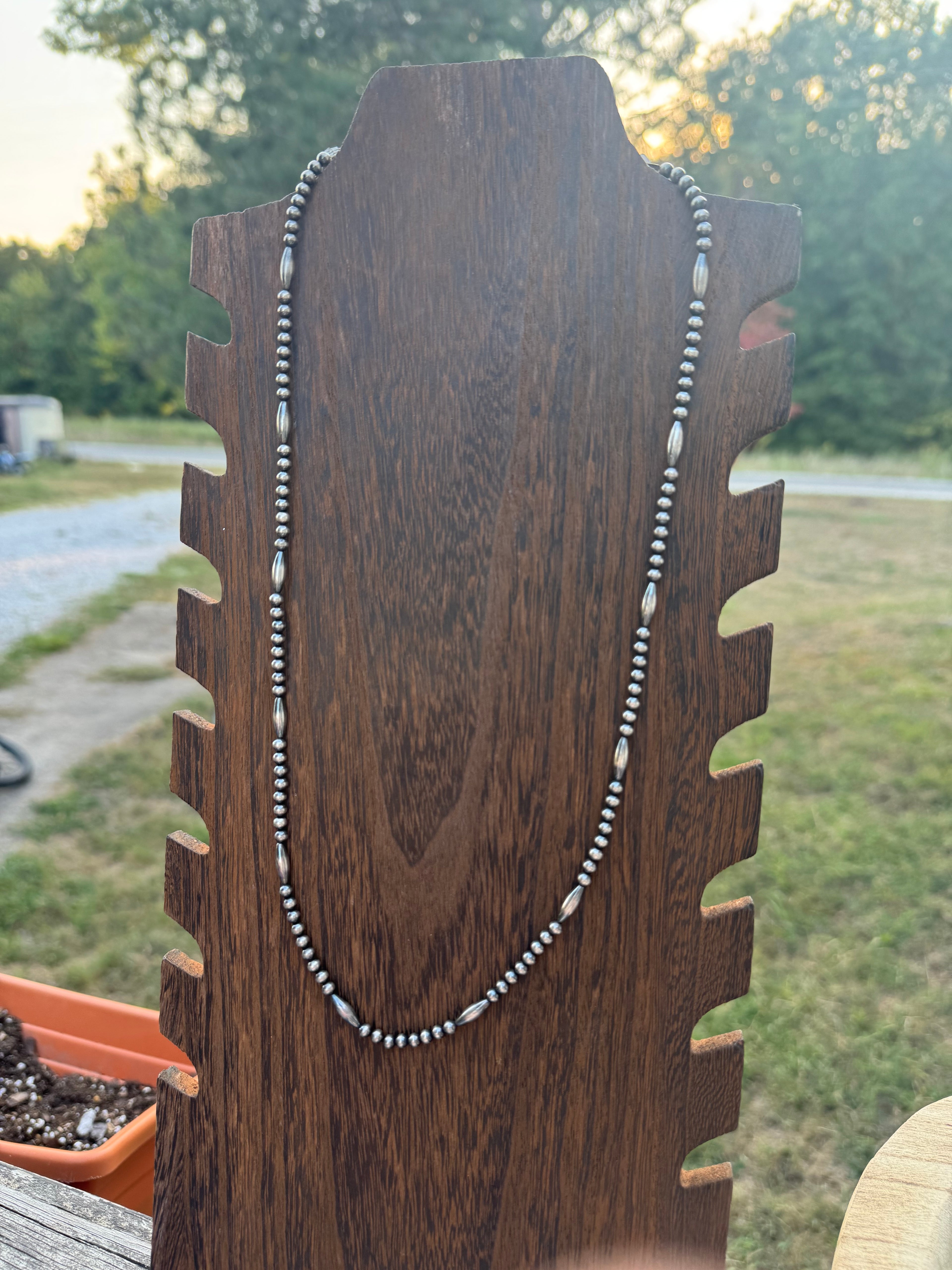 4MM sterling silver necklace with torpedo bead
