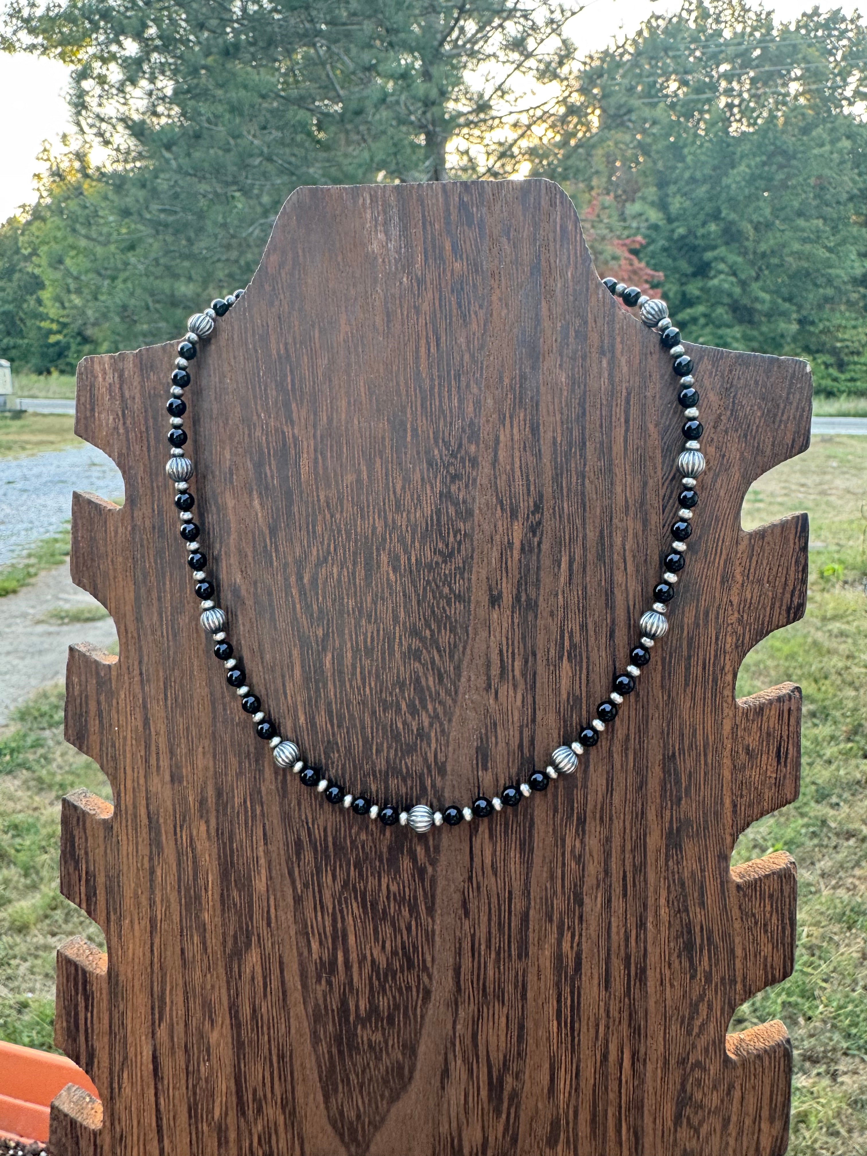 Black Onyx and Sterling silver necklace