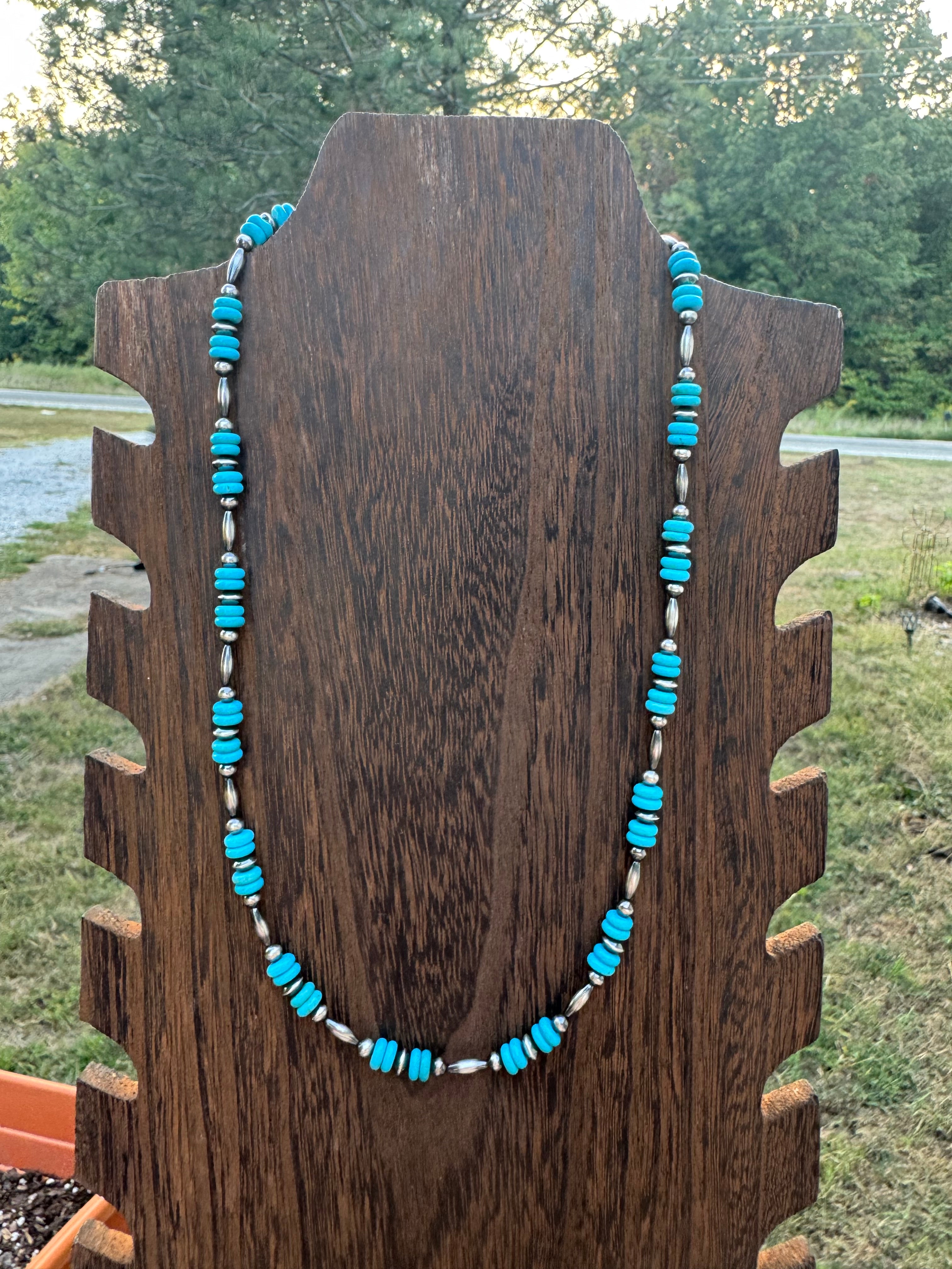 Baby blue sterling silver necklace torpedo