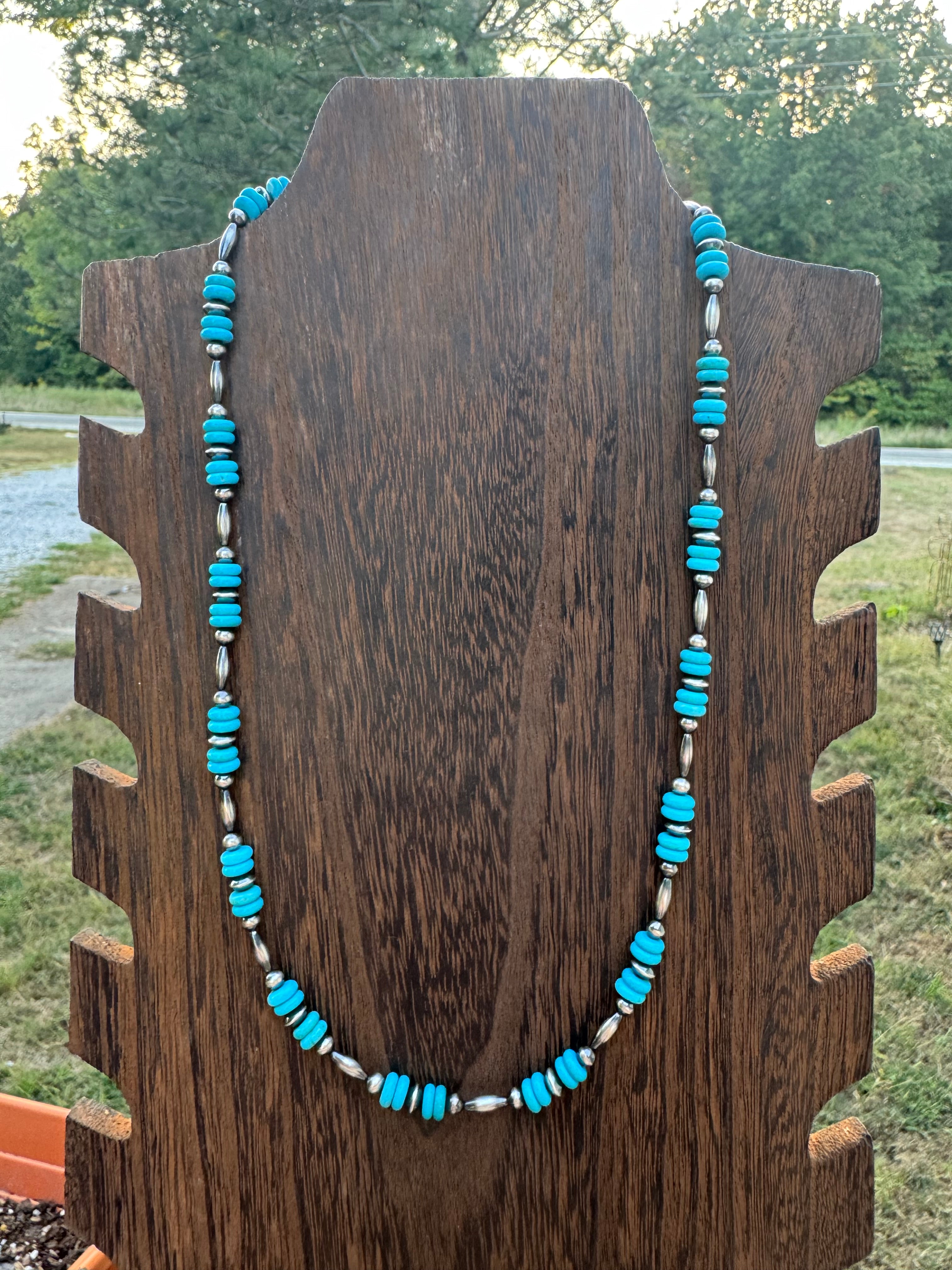 Baby blue sterling silver necklace torpedo