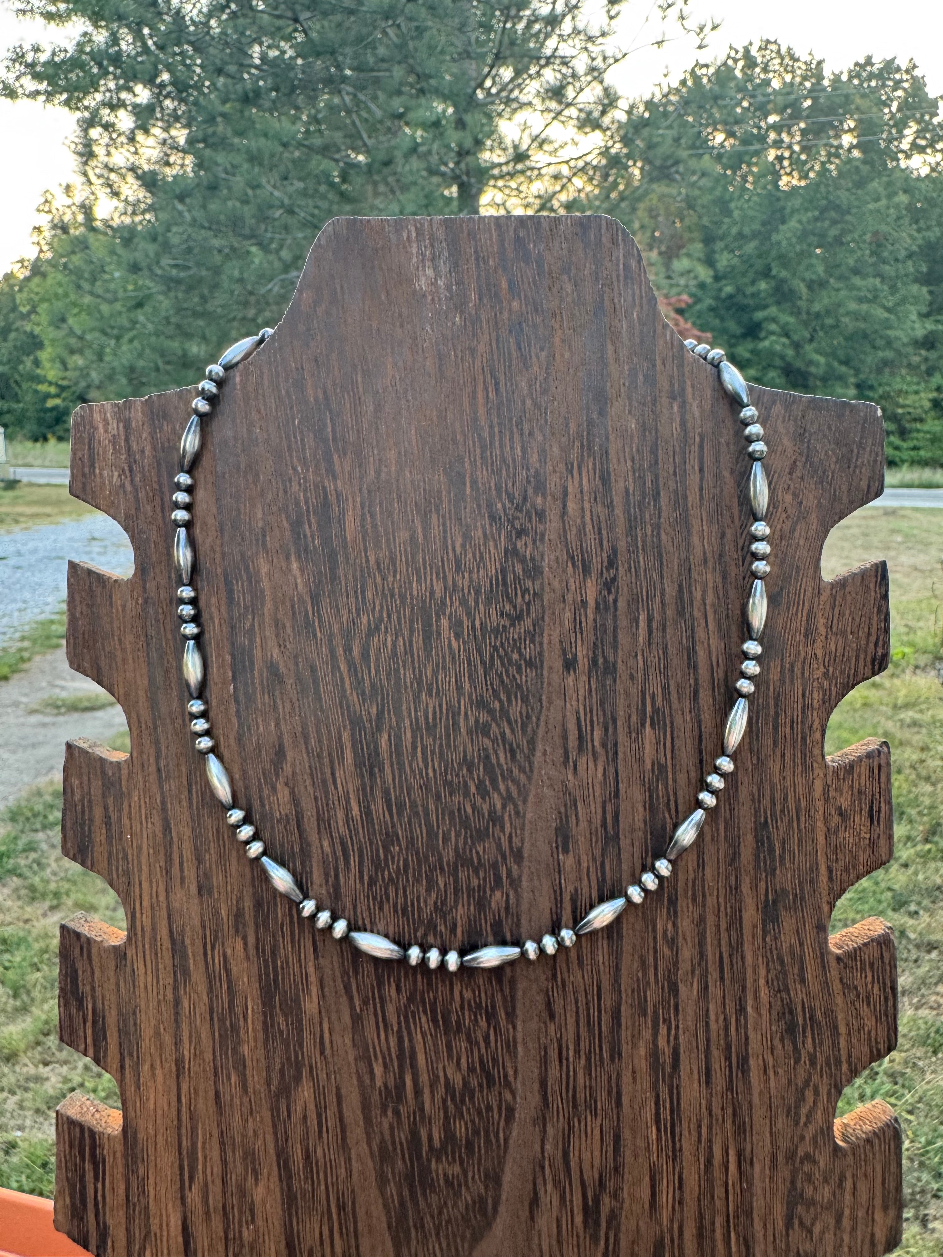 3MM sterling silver pearls necklace