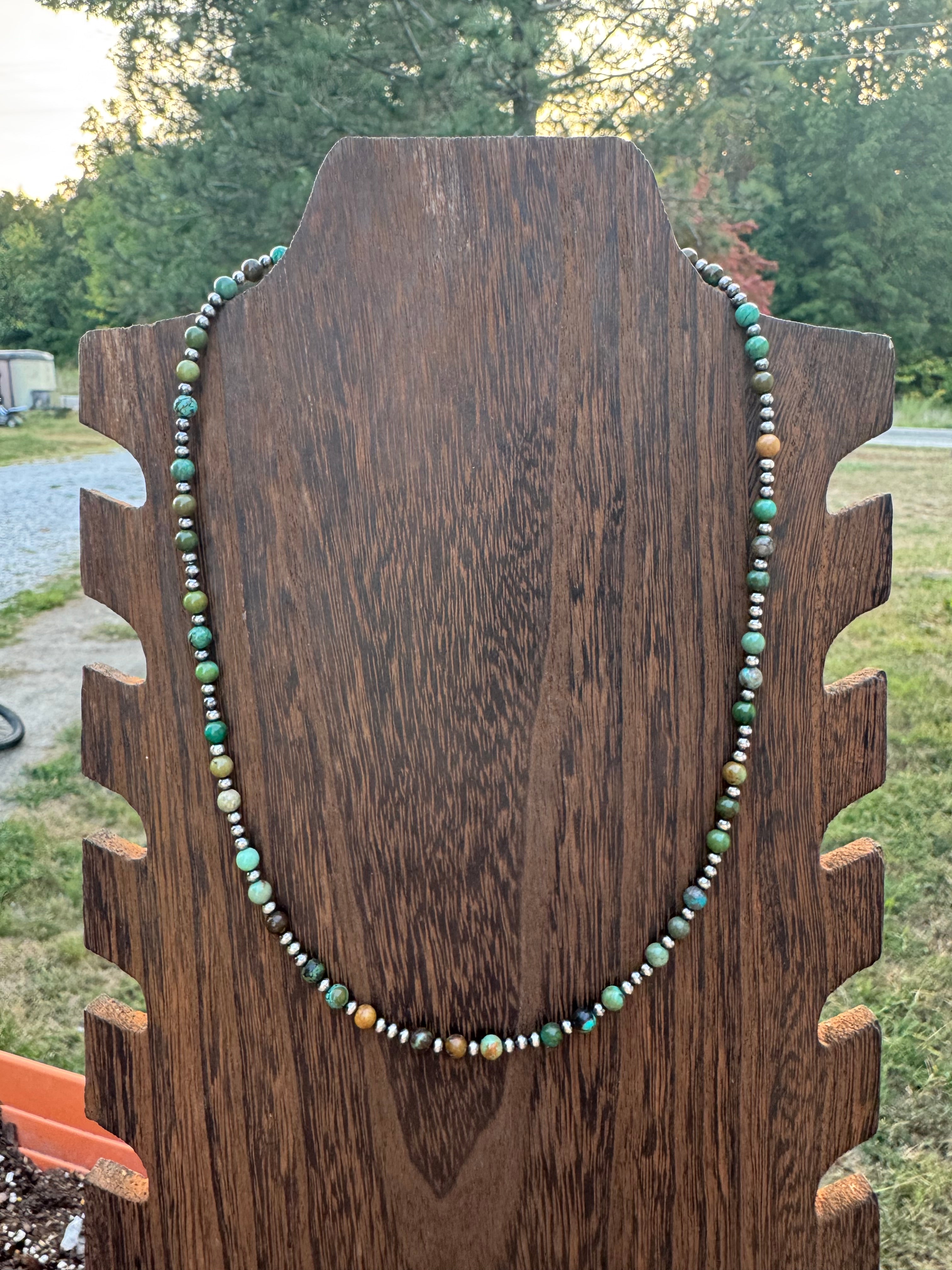3MM sterling silver with turquoise 18 inches