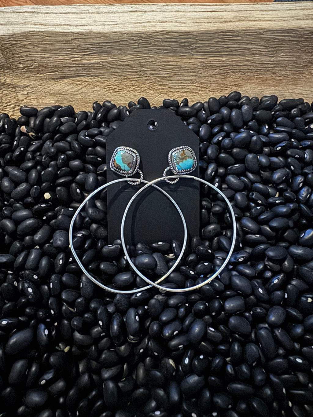 Number eight turquoise earrings, hoops