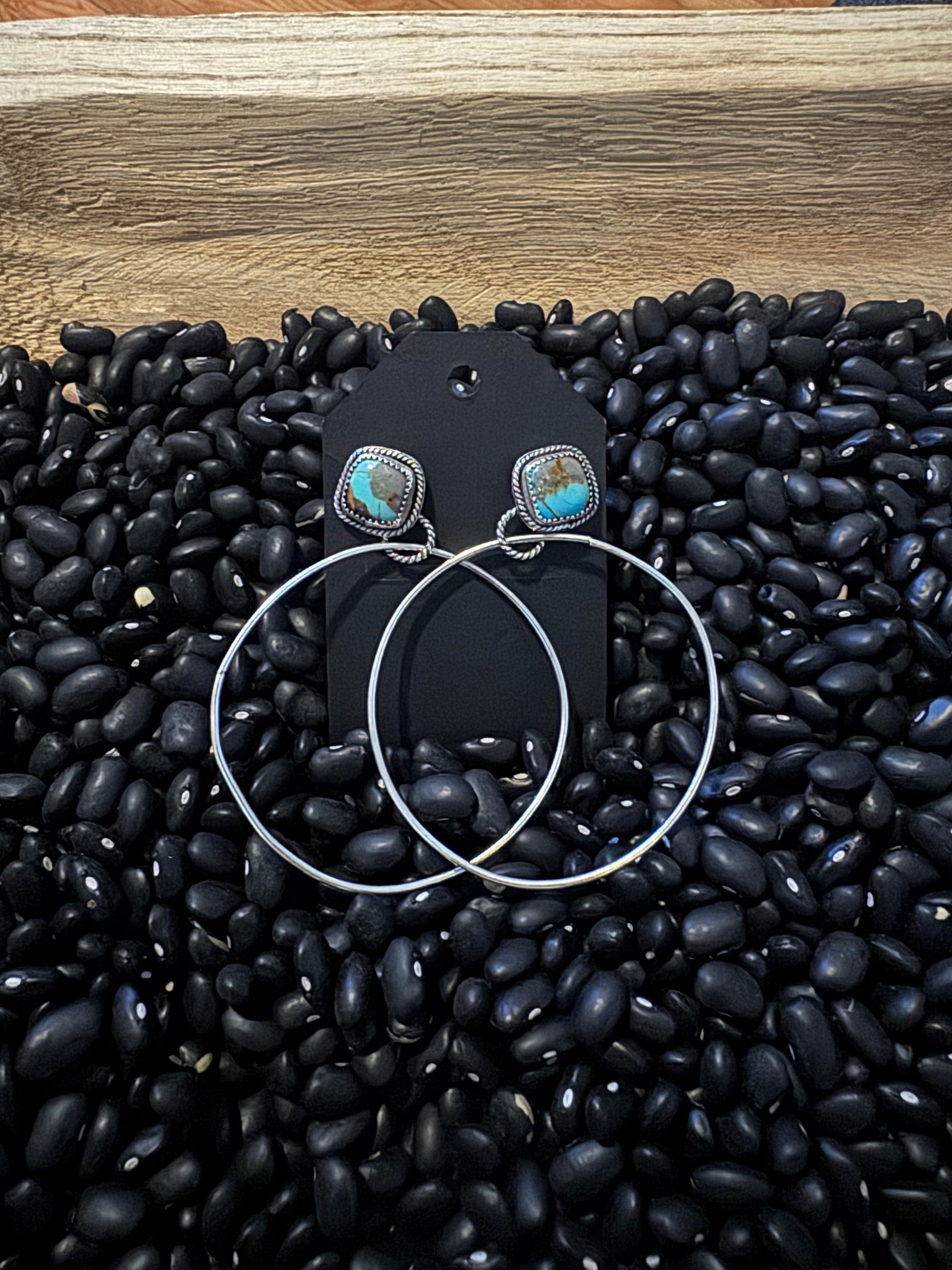 Number eight turquoise earrings, hoops