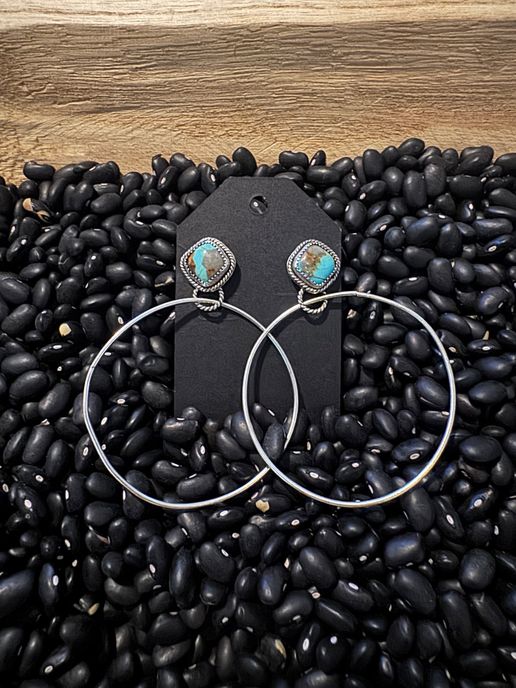 Number eight turquoise earrings, hoops