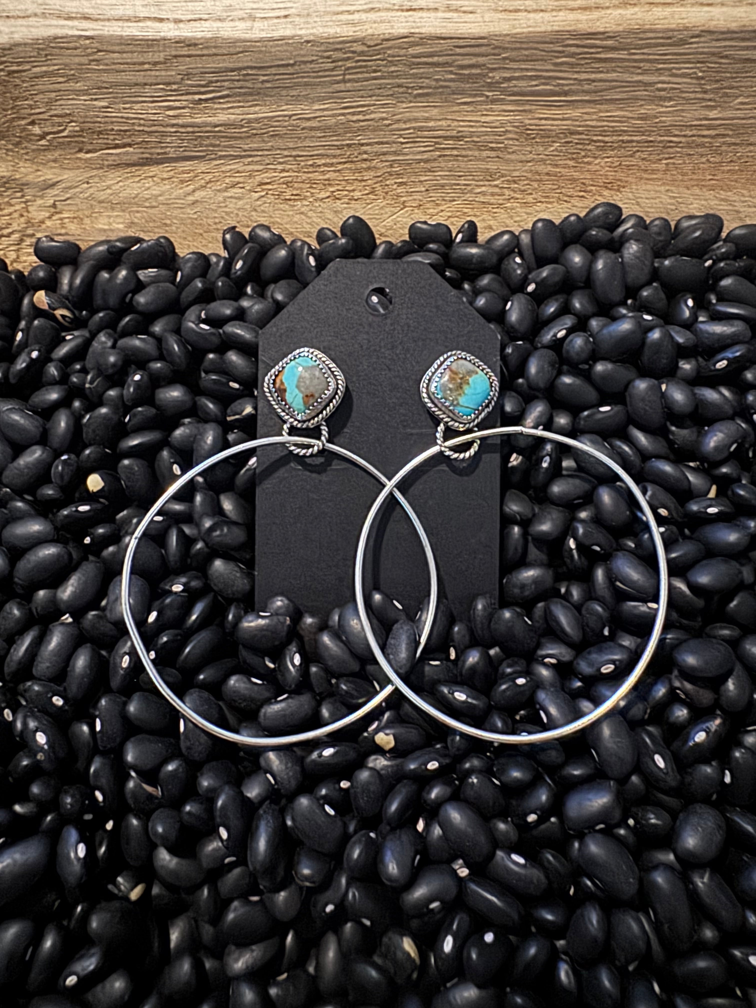 Number eight turquoise earrings, hoops
