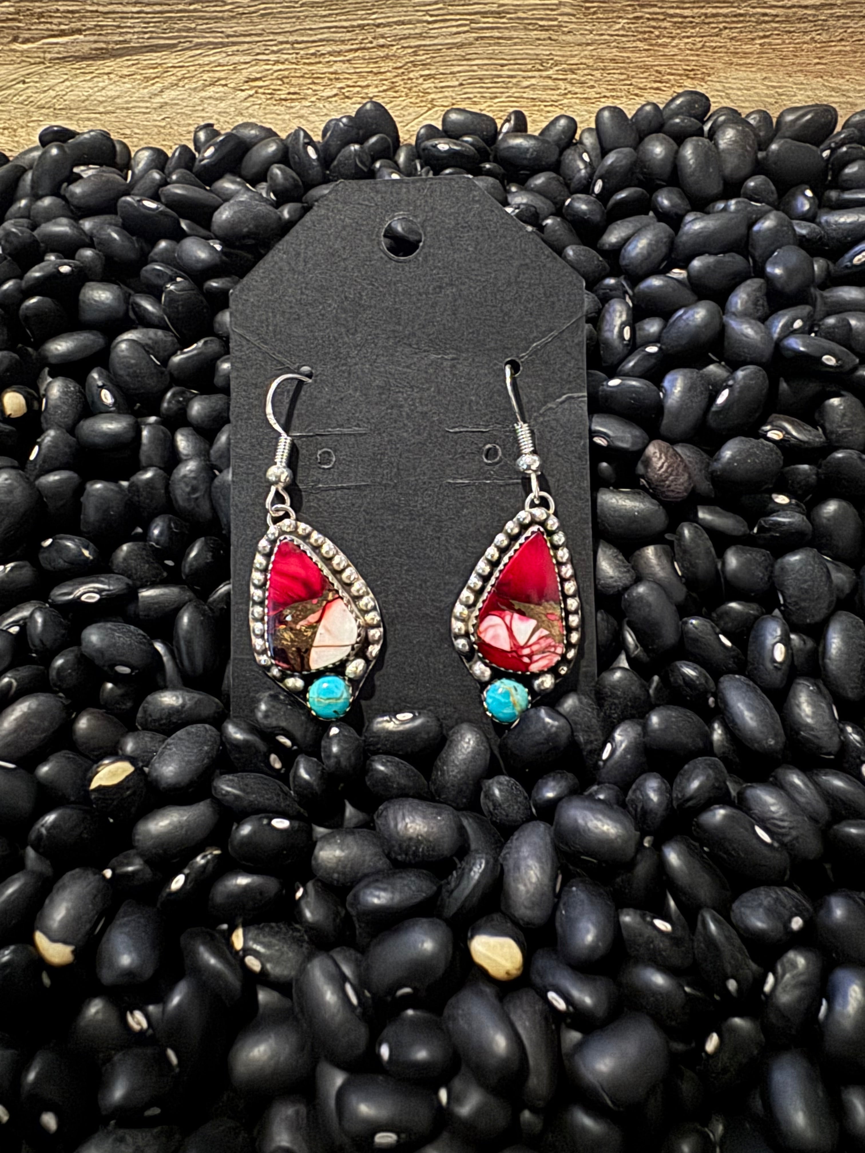 Pink Dahlia dangle earrings