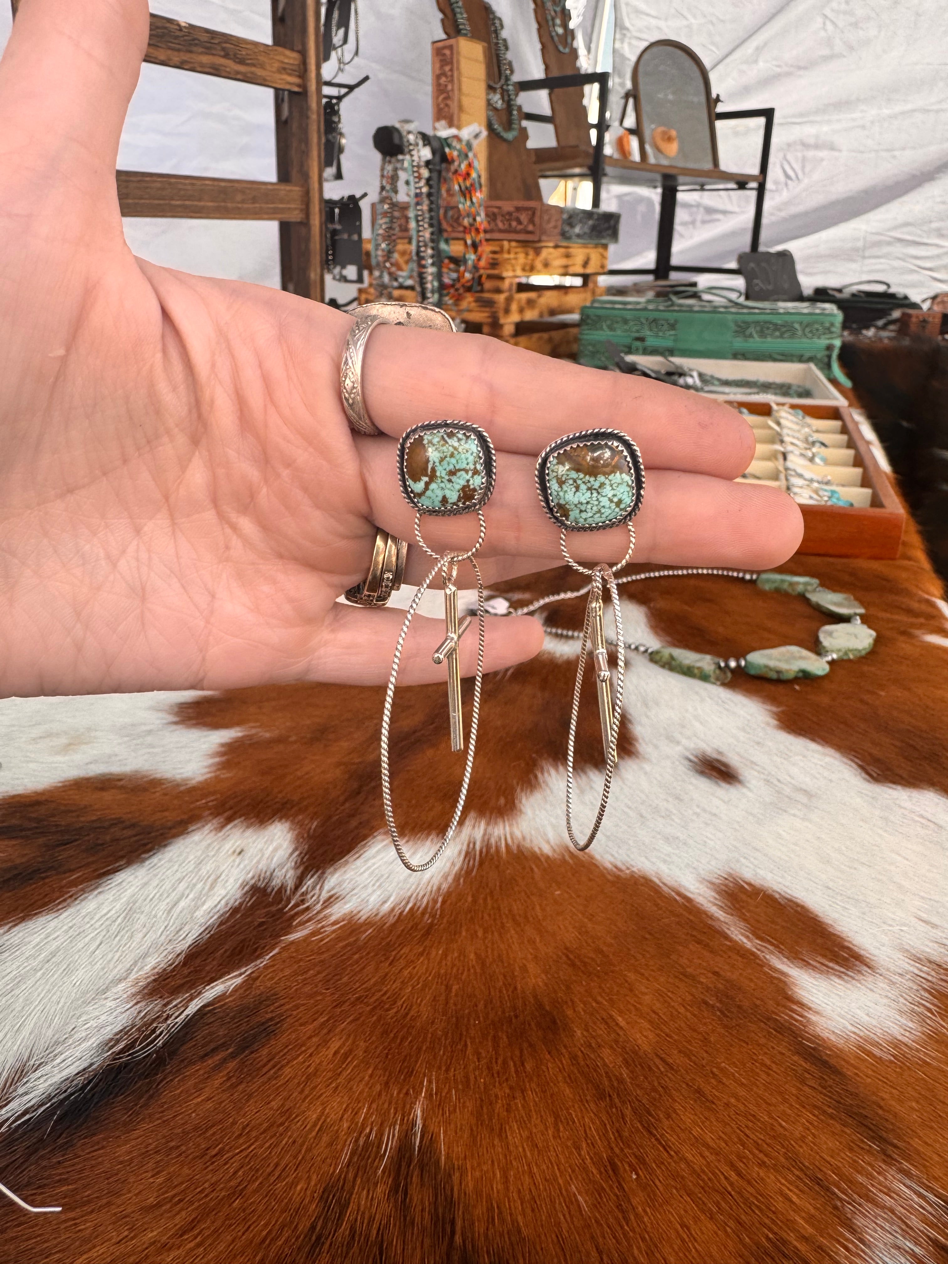 Cross hoop stud earrings