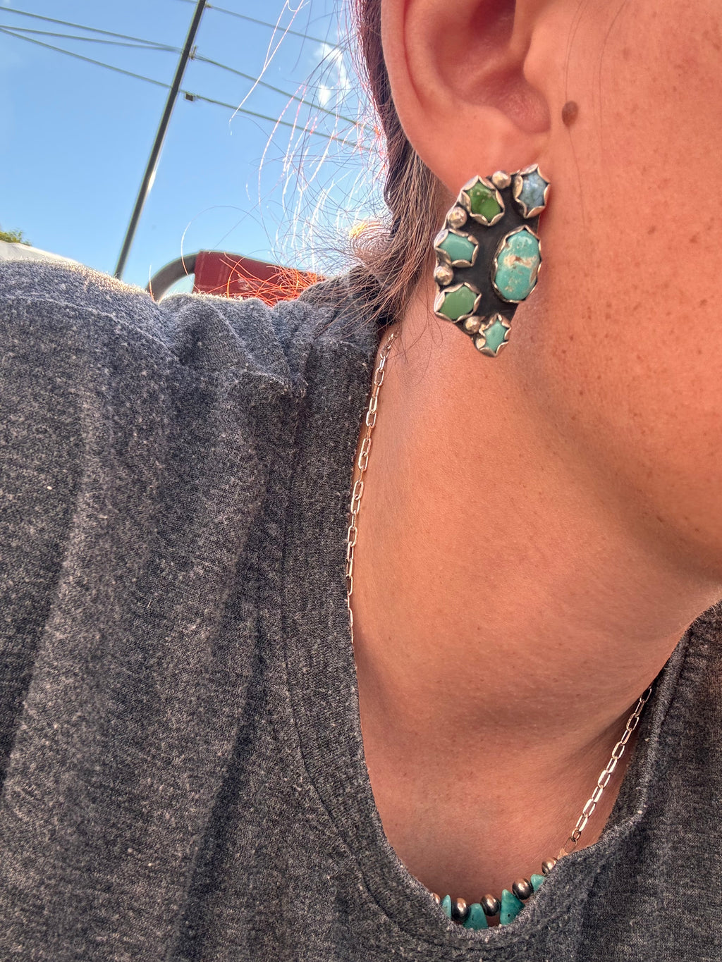 Multicolored cluster earrings